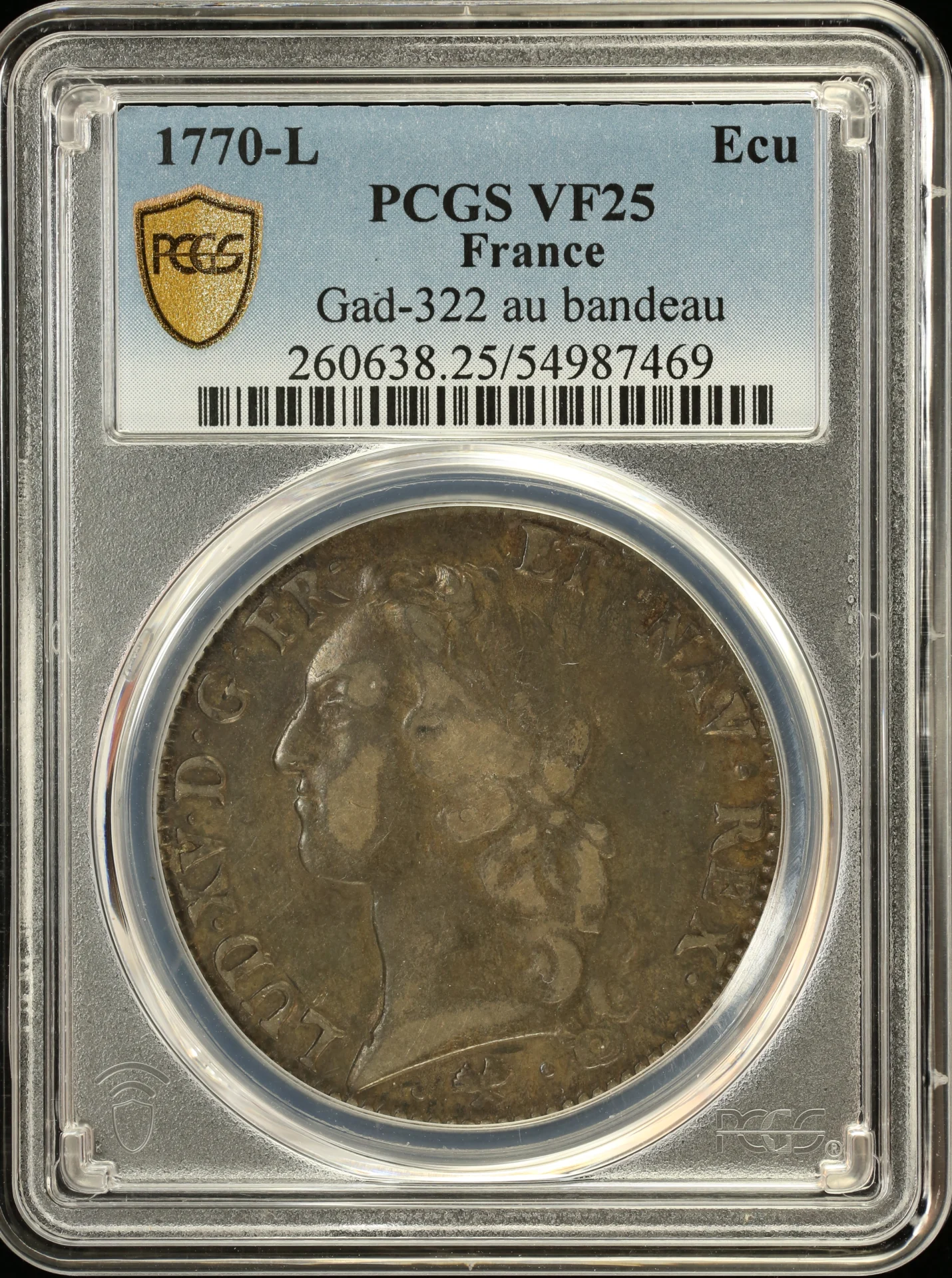 Europe France World Coins France Ecu 1770 L Gad-322 PCGS VF25 0163753 France Ecu 1770 L Gad-322 PCGS VF25 0163753
