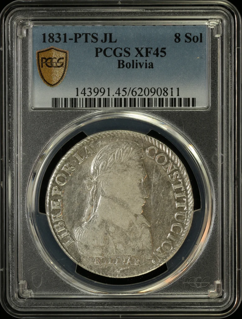 Bolivia 8 Sol 1831 Pts JL PCGS XF45 0163845