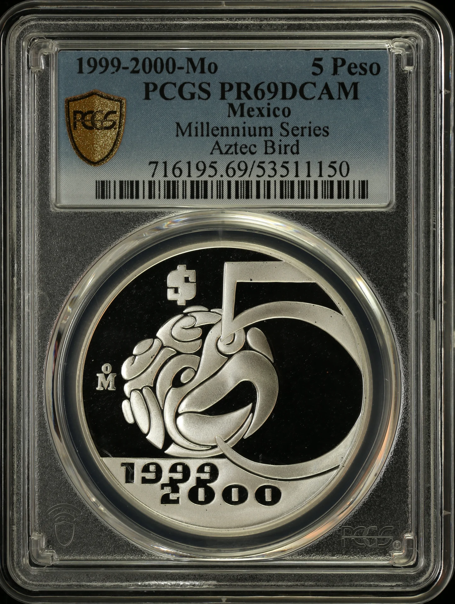 5 Peso Mexican Coins Modern Silver & Minors Modern Silver & Minors 5 Peso 1999-2000 Mo PCGS PR69DCAM 0163452 Modern Silver & Minors 5 Peso 1999-2000 Mo PCGS PR69DCAM 0163452
