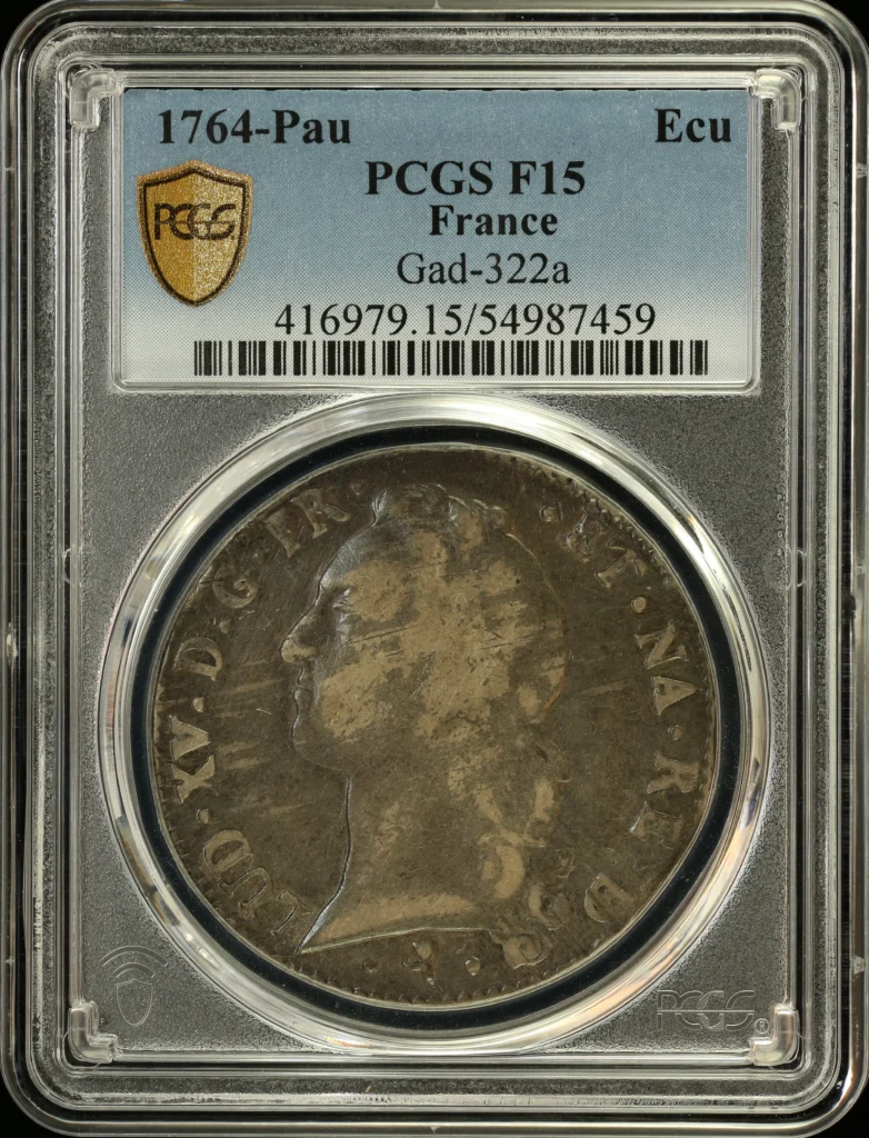 France Ecu 1764 Pau Gad-322a PCGS F15 0163762