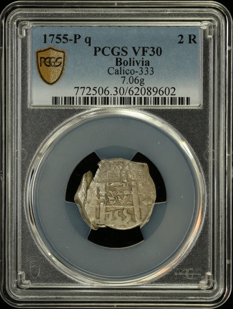 Bolivia 2 Reales 1755 P q Calico-333 PCGS VF30 0163873