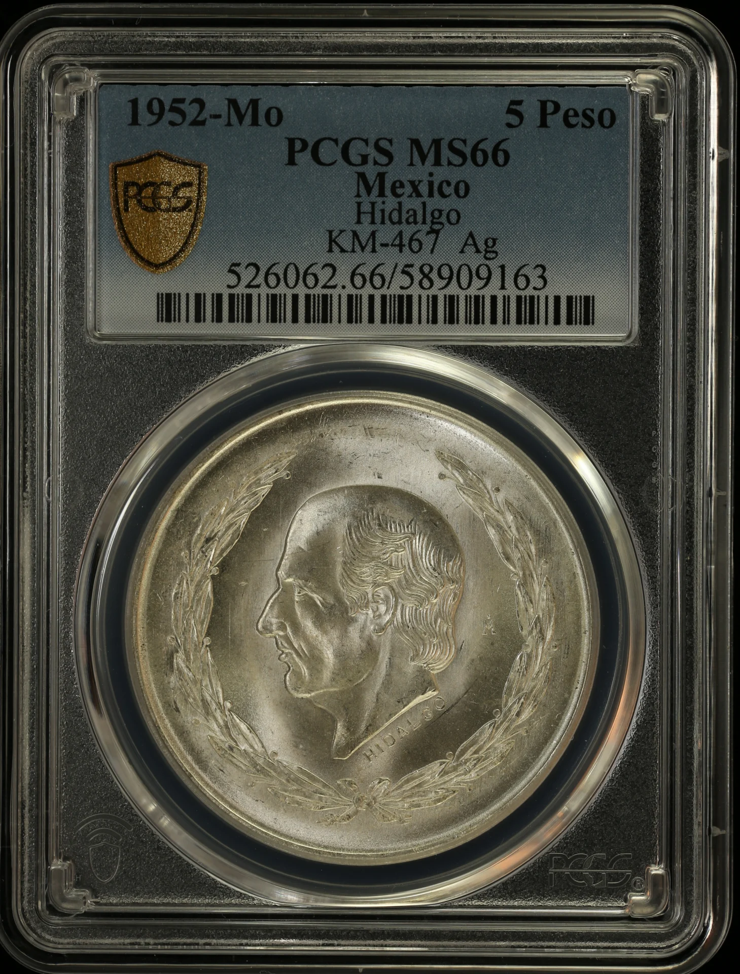 5 Peso Mexican Coins Modern Silver & Minors Modern Silver & Minors 5 Peso 1952 Mo KM-467 PCGS MS66 0163577 Modern Silver & Minors 5 Peso 1952 Mo KM-467 PCGS MS66 0163577