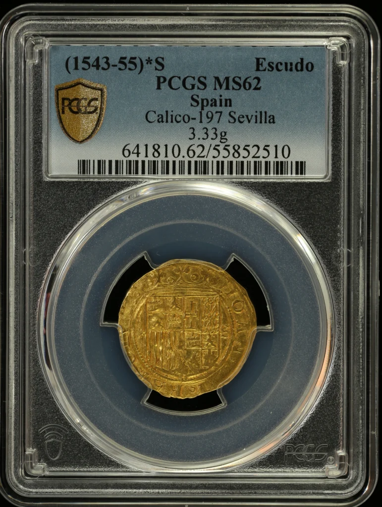 Spain Escudo (1543-55) S PCGS MS62 Calico-197 0163461