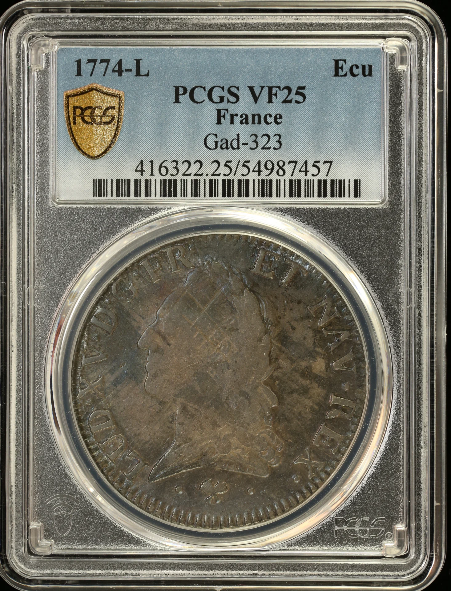 Europe France World Coins France Ecu 1774 L Gad-323 PCGS VF25 0163755 France Ecu 1774 L Gad-323 PCGS VF25 0163755