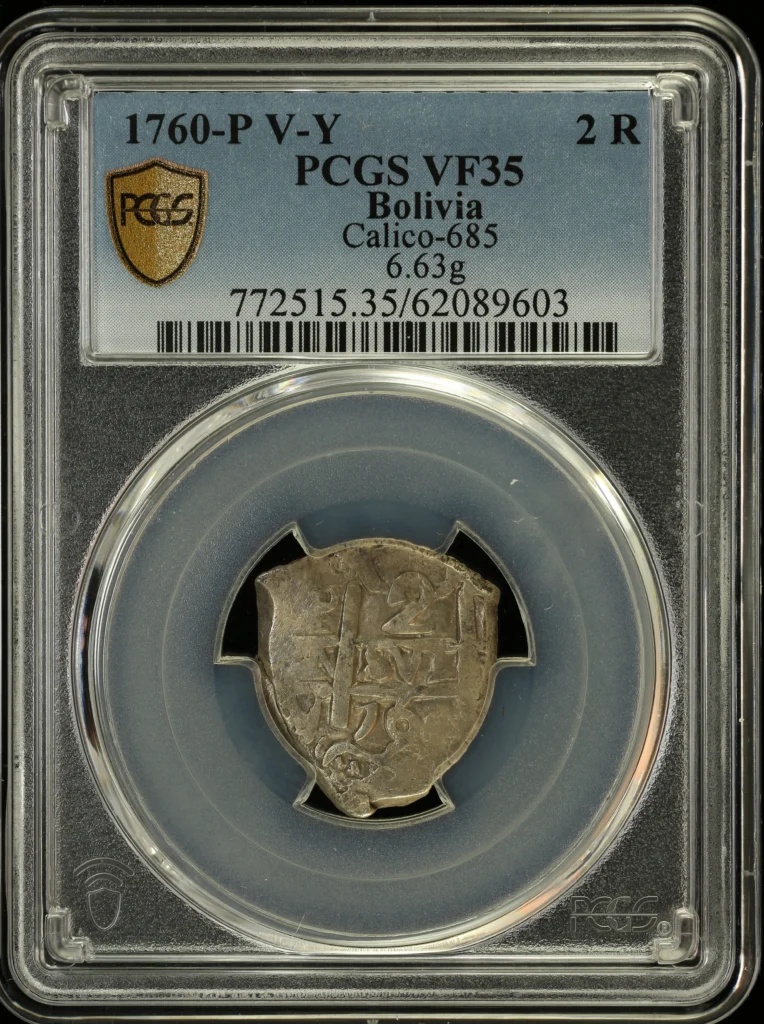 Bolivia 2 Reales 1760 P V-Y Calico-685 PCGS VF35 0163874