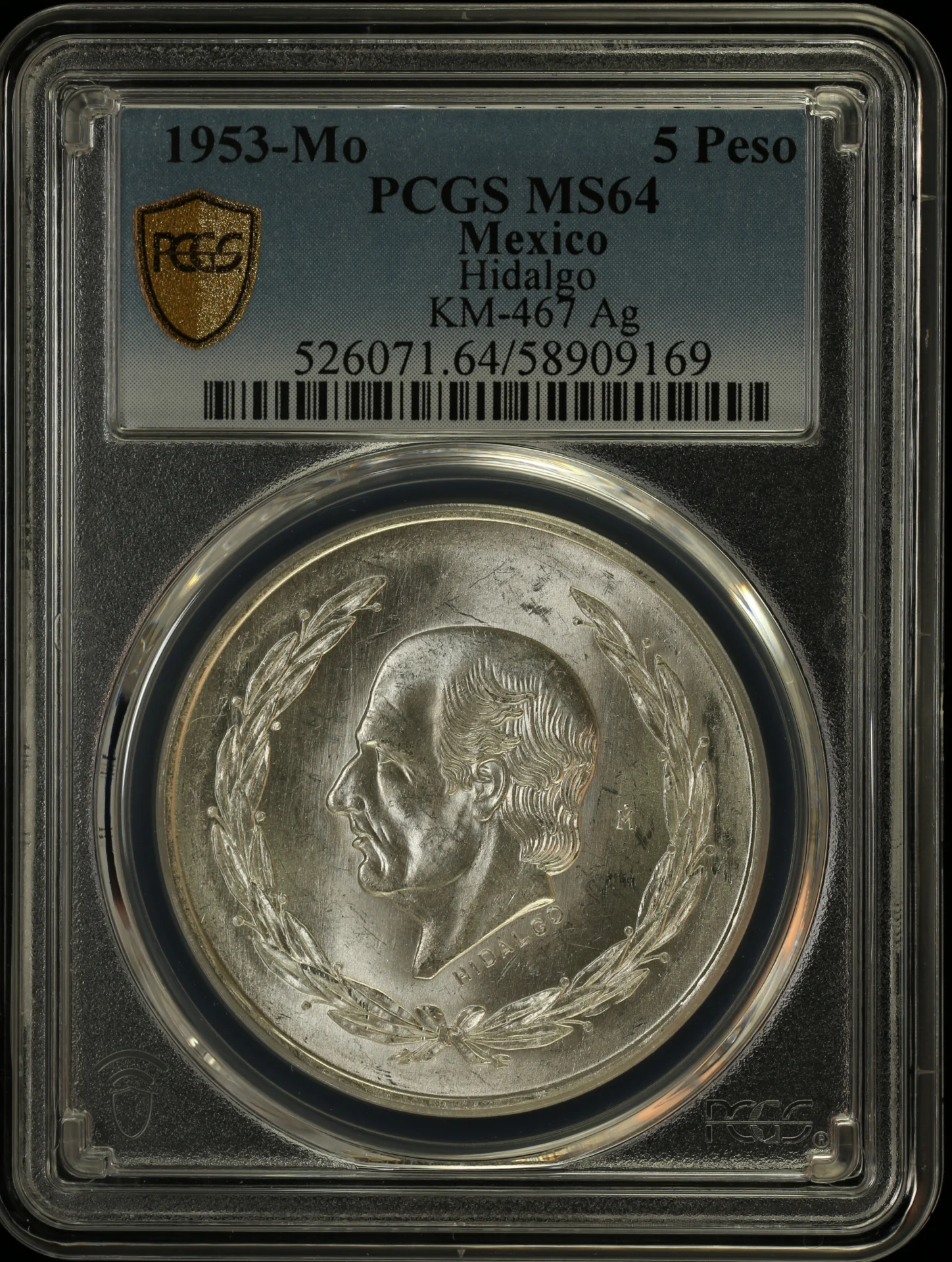 5 Peso Mexican Coins Modern Silver & Minors Modern Silver & Minors 5 Peso 1953 Mo KM-467 PCGS MS64 0163580 Modern Silver & Minors 5 Peso 1953 Mo KM-467 PCGS MS64 0163580