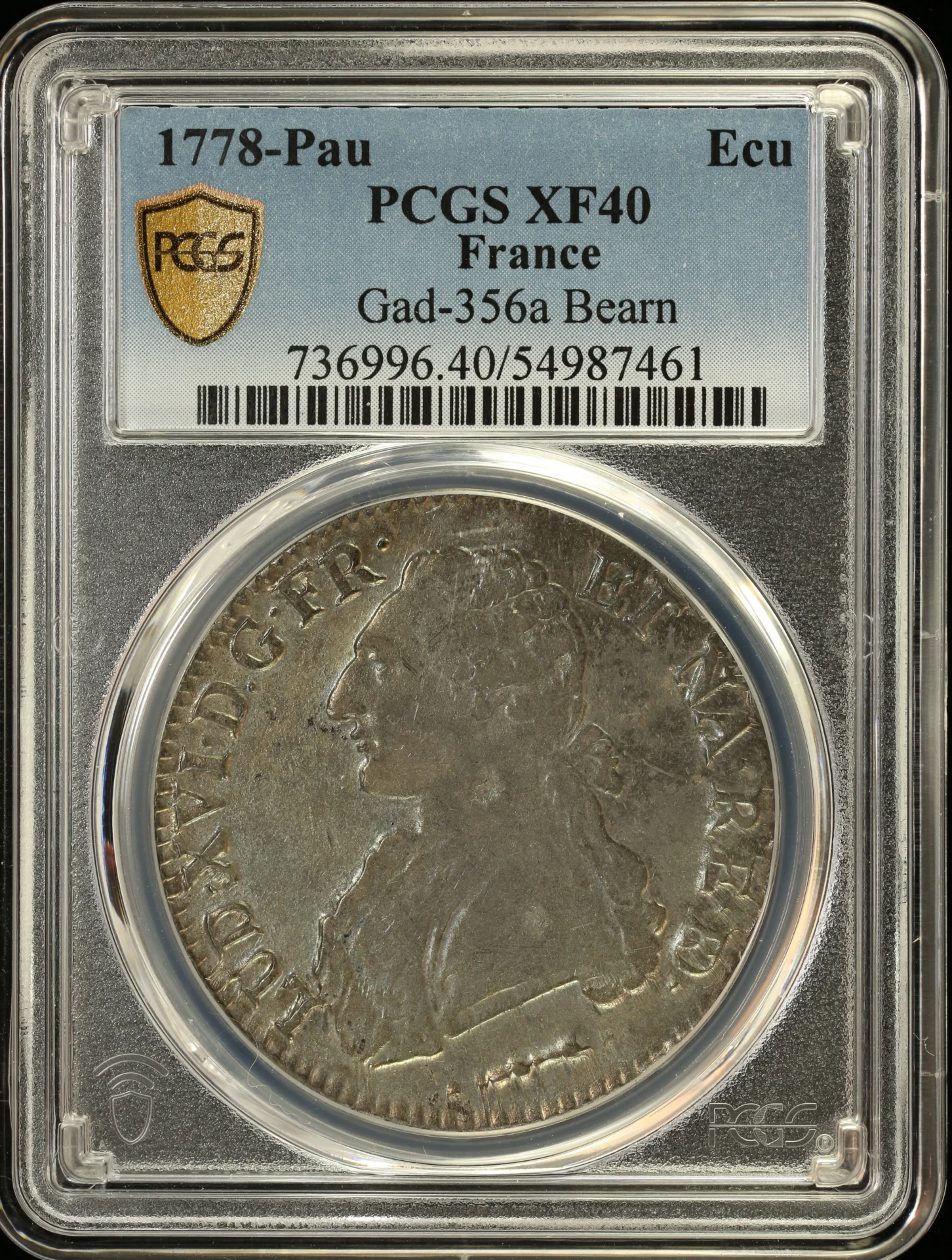 Europe France World Coins France Ecu 1778 Pau Gad-356a PCGS XF40 0163756 France Ecu 1778 Pau Gad-356a PCGS XF40 0163756
