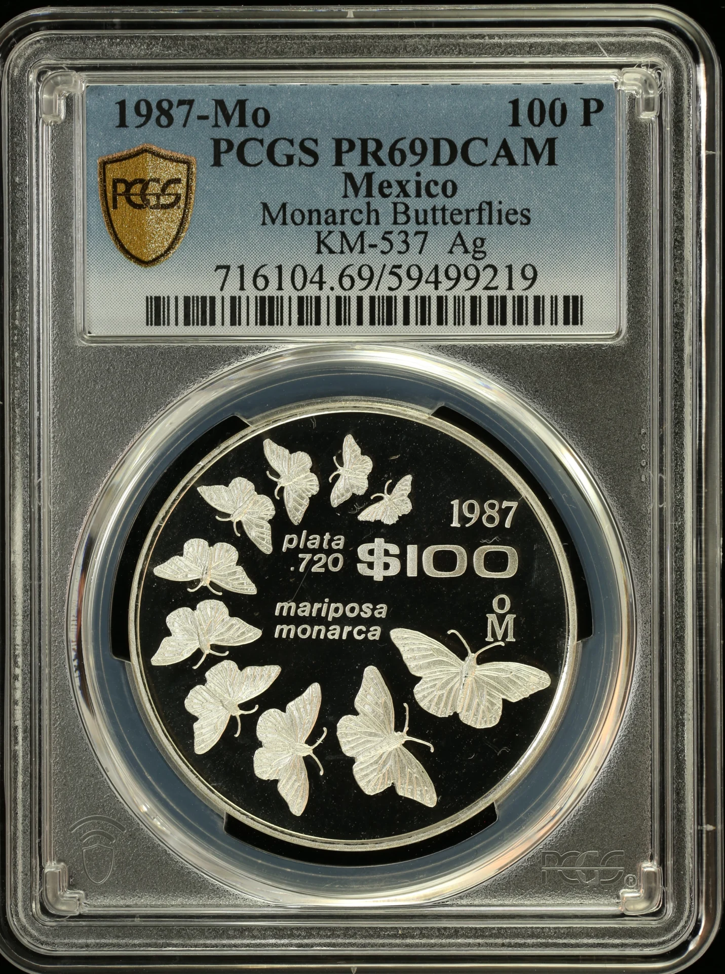 100 Peso Mexican Coins Modern Silver & Minors Modern Silver & Minors 100 Peso 1987 Mo KM-537 PCGS PR69DCAM 0163707 Modern Silver & Minors 100 Peso 1987 Mo KM-537 PCGS PR69DCAM 0163707