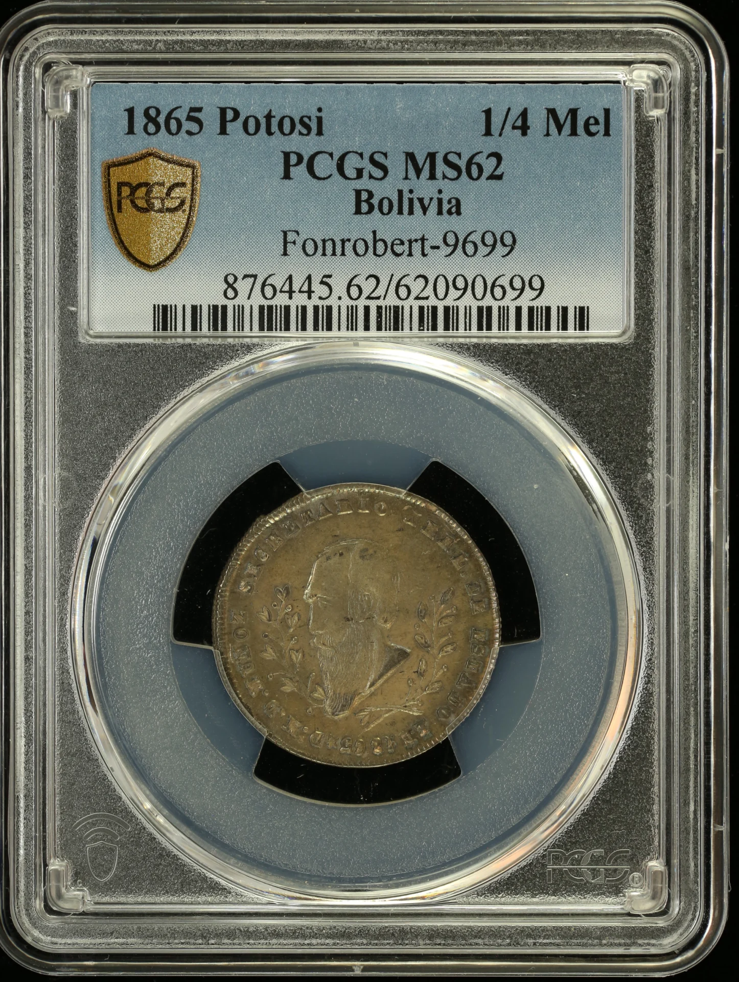 Bolivia Latin American Coins Bolivia 1/4 Mel 1865 Potosi Fonrobert-9699 PCGS MS62 0163880 Bolivia 1/4 Mel 1865 Potosi Fonrobert-9699 PCGS MS62 0163880Bolivia 1/4 Mel 1865 Potosi Fonrobert-9699 PCGS MS62 0163880