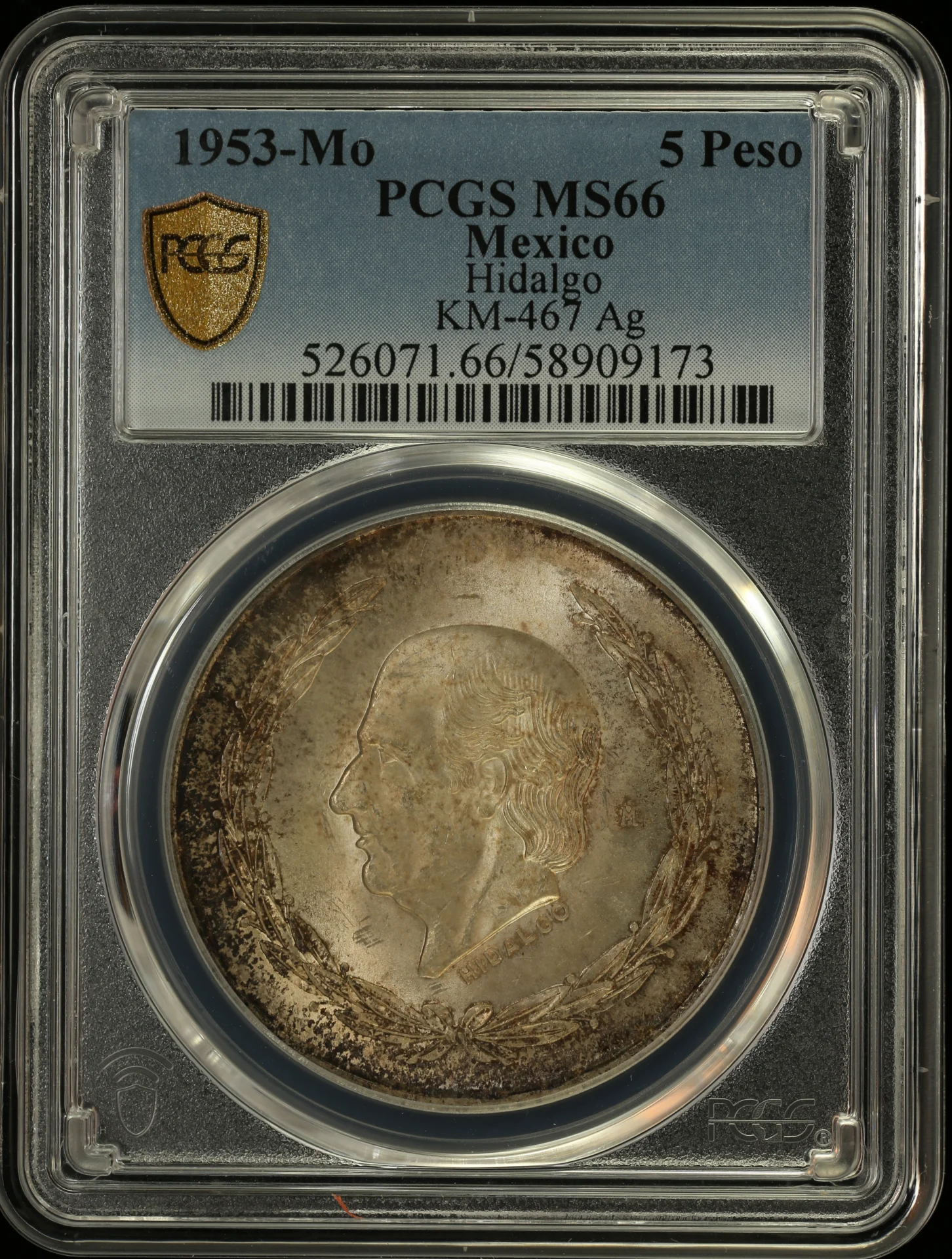 5 Peso Mexican Coins Modern Silver & Minors Modern Silver & Minors 5 Peso 1953 Mo KM-467 PCGS MS66 0163594 Modern Silver & Minors 5 Peso 1953 Mo KM-467 PCGS MS66 0163594