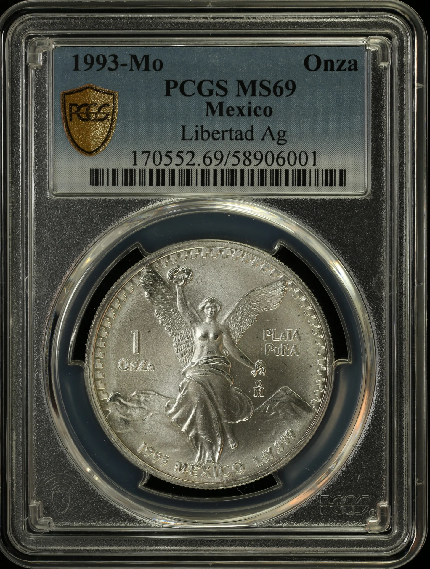 Mexican Coins Modern Silver & Minors Onza Modern Silver & Minors Onza 1993 Mo PCGS MS69 0163602 Modern Silver & Minors Onza 1993 Mo PCGS MS69 0163602