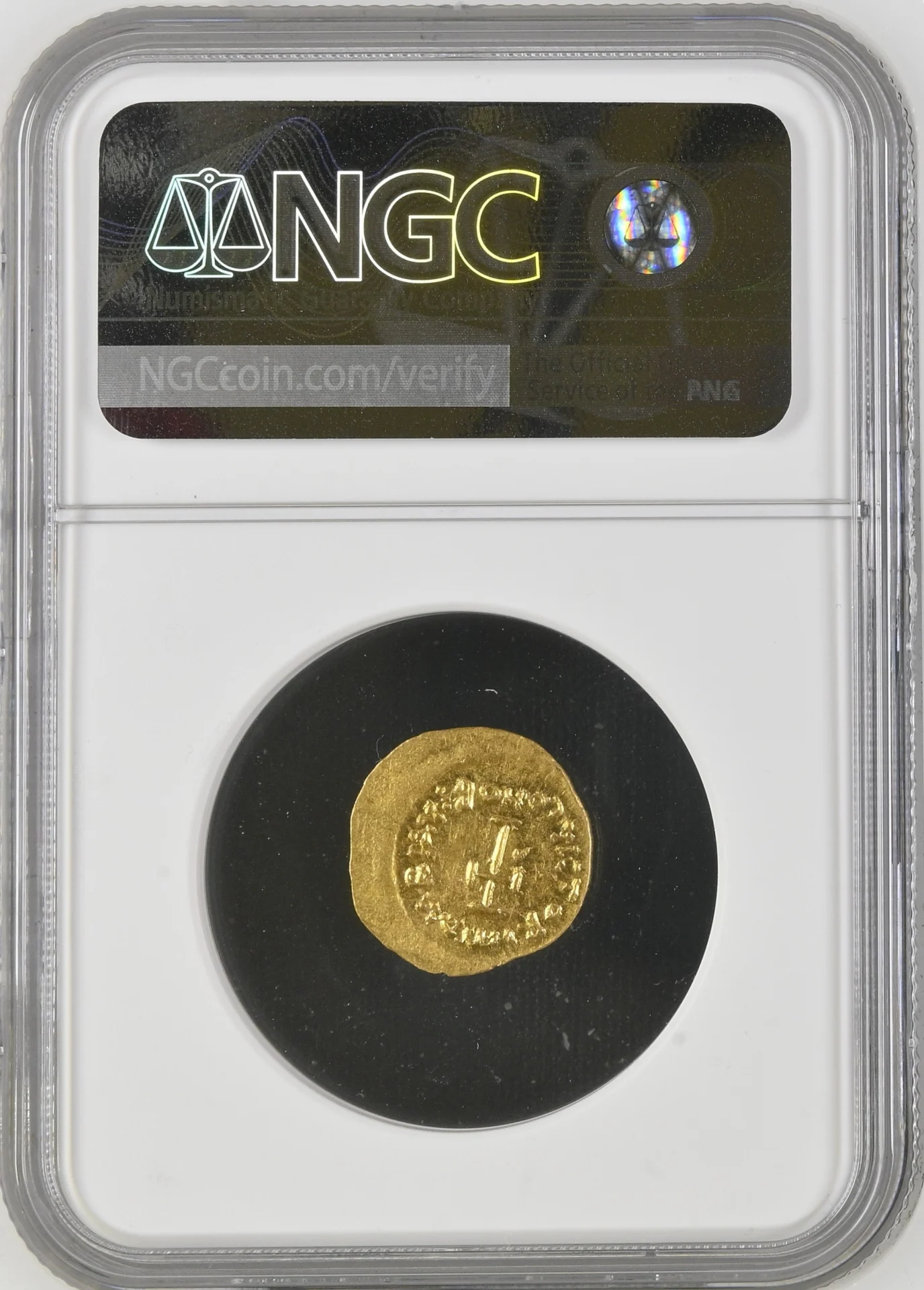 Ancient Coins Byzantine Byzantine Maur. Tiberius 582-602 AD AV Tremissis NGC MS 0164108 Byzantine Maur. Tiberius 582-602 AD AV Tremissis NGC MS 0164108Byzantine Maur. Tiberius 582-602 AD AV Tremissis NGC MS 0164108 - Image 2