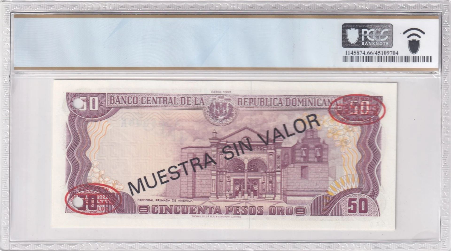 Dominican Republic World Currency Dominican Republic 50 Pesos Oro 1991 Pick #135s1 PCGS Gem UNC66 PPQ 0164139 Dominican Republic 50 Pesos Oro 1991 Pick #135s1 PCGS Gem UNC66 PPQ 0164139Dominican Republic 50 Pesos Oro 1991 Pick #135s1 PCGS Gem UNC66 PPQ 0164139 - Image 2