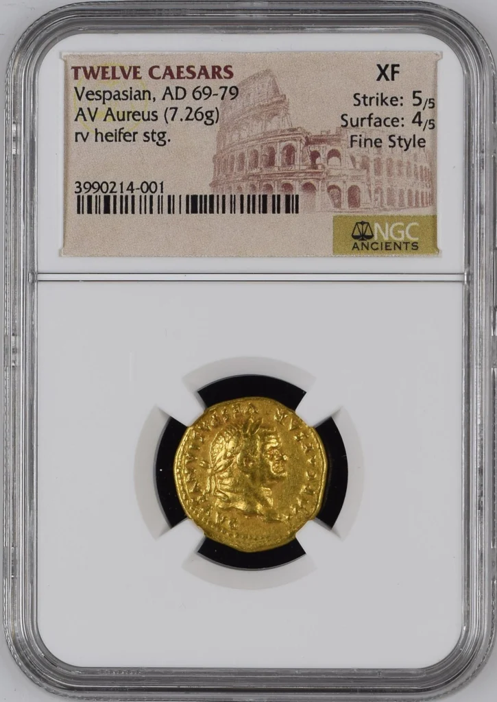 Ancient Coins Roman Imperial Roman Imperial Vespasian 69-79 AD AV Aureus NGC XF 0164065 Roman Imperial Vespasian 69-79 AD AV Aureus NGC XF 0164065