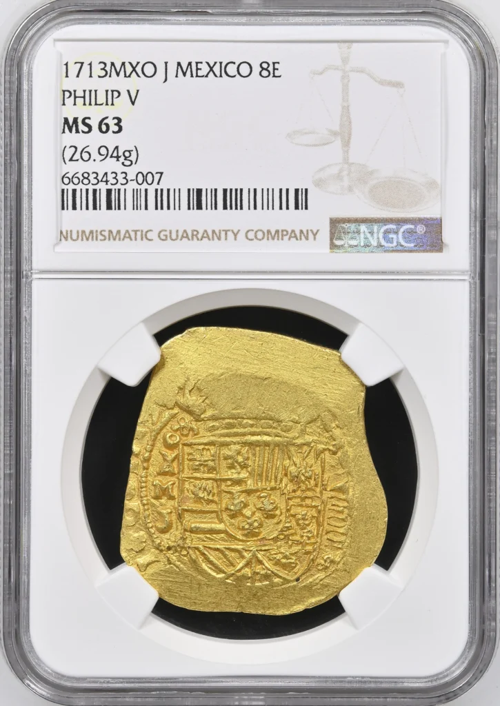 Colonial Gold 8 Escudos 1713 MXO J NGC MS63 0164068