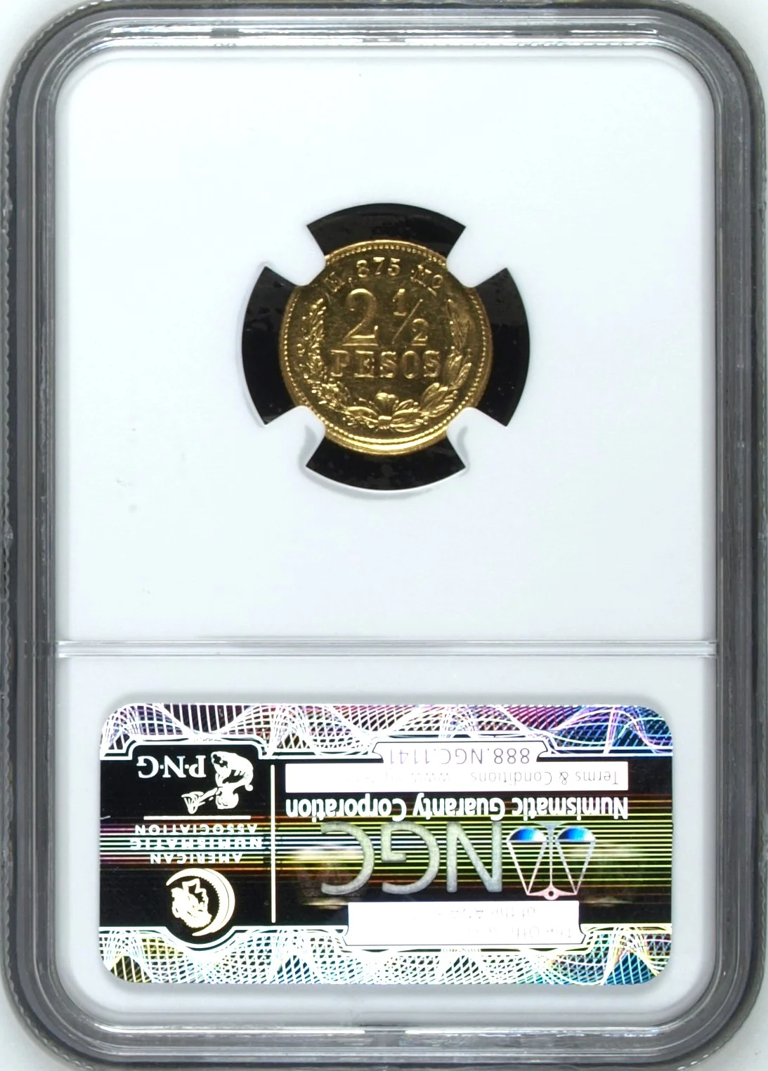 Mexican Coins Republic Gold Republic Gold 2.5 Peso 1872 Mo M NGC MS63 0164074 Republic Gold 2.5 Peso 1872 Mo M NGC MS63 0164074Republic Gold 2.5 Peso 1872 Mo M NGC MS63 0164074 - Image 2