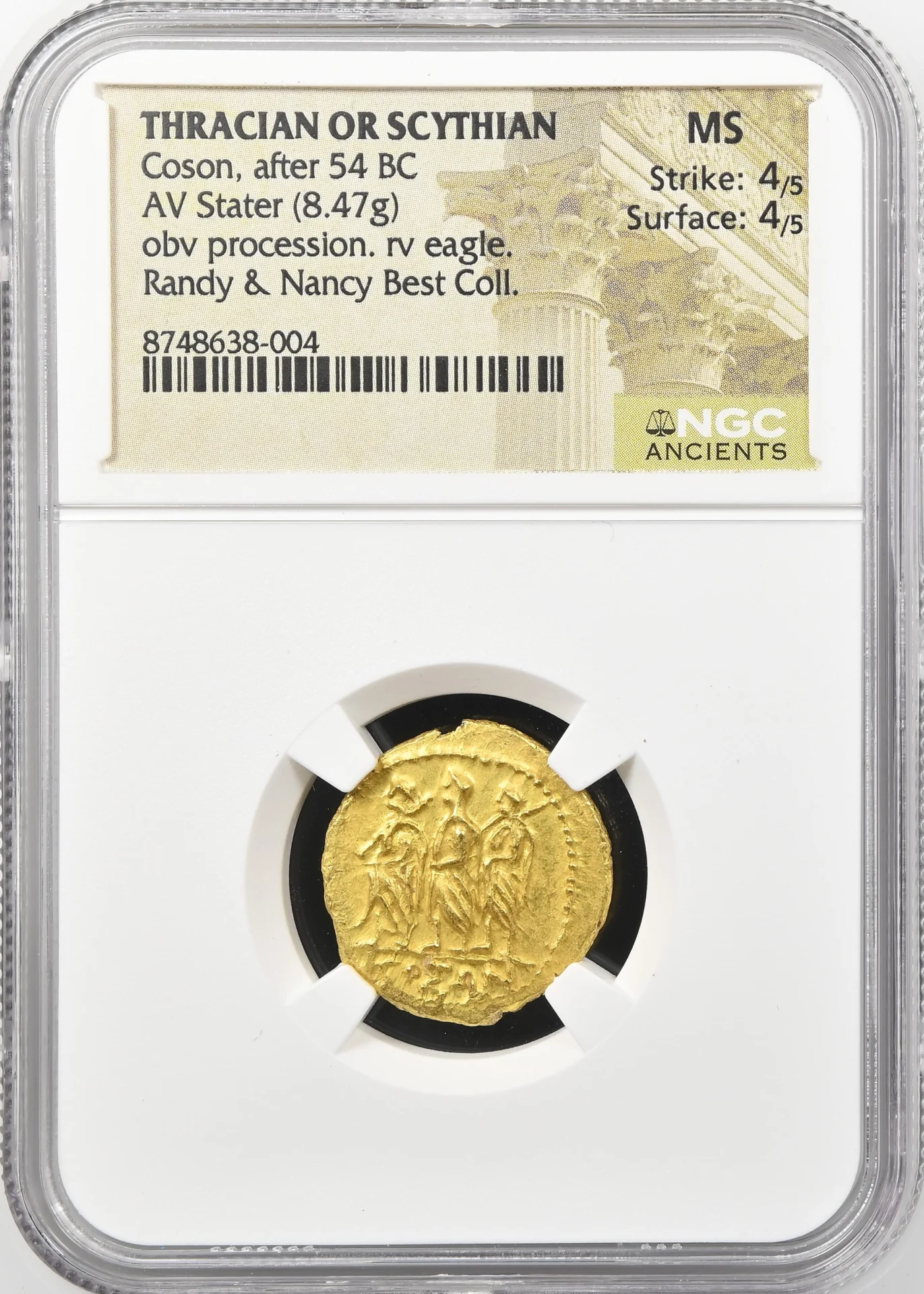 Ancient Coins Greek Thrace Thrace Coson after 54 BC AV Stater NGC MS 0164078 Thrace Coson after 54 BC AV Stater NGC MS 0164078Thrace Coson after 54 BC AV Stater NGC MS 0164078