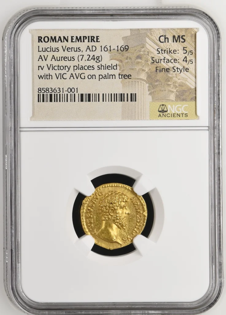 Ancient Coins Roman Imperial Roman Imperial Lucius Verus 161-169 AD AV Aureus NGC Ch MS 0164079 Roman Imperial Lucius Verus 161-169 AD AV Aureus NGC Ch MS 0164079
