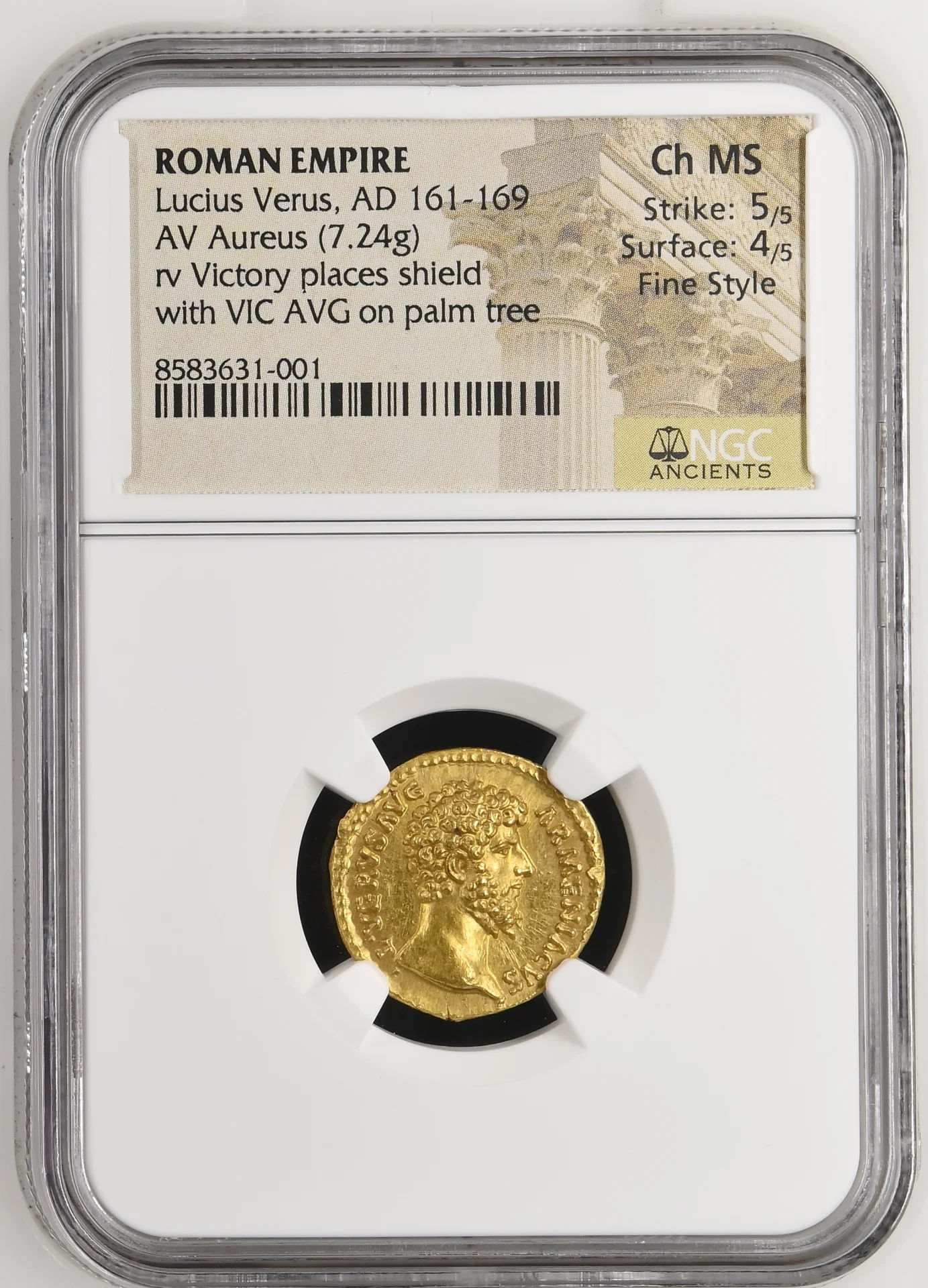 Ancient Coins Roman Imperial Roman Imperial Lucius Verus 161-169 AD AV Aureus NGC Ch MS 0164079 Roman Imperial Lucius Verus 161-169 AD AV Aureus NGC Ch MS 0164079