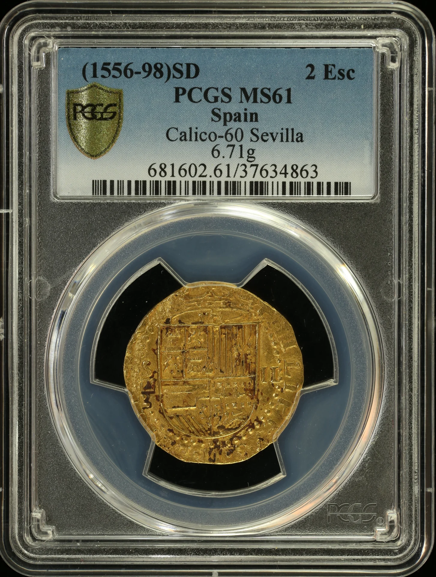Europe Spain World Coins Spain 2 Escudos (1556-98) S D Calico-60 PCGS MS61 0164056 Spain 2 Escudos (1556-98) S D Calico-60 PCGS MS61 0164056
