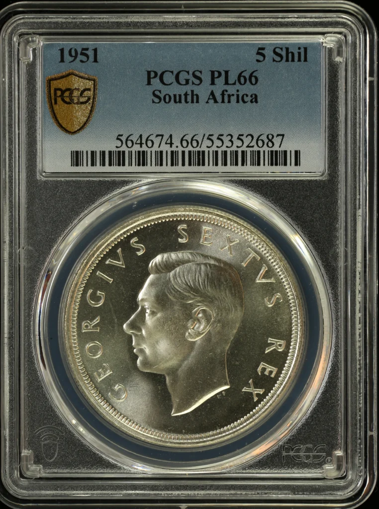 South Africa 5 Shilling 1951 PCGS PL66 0164291