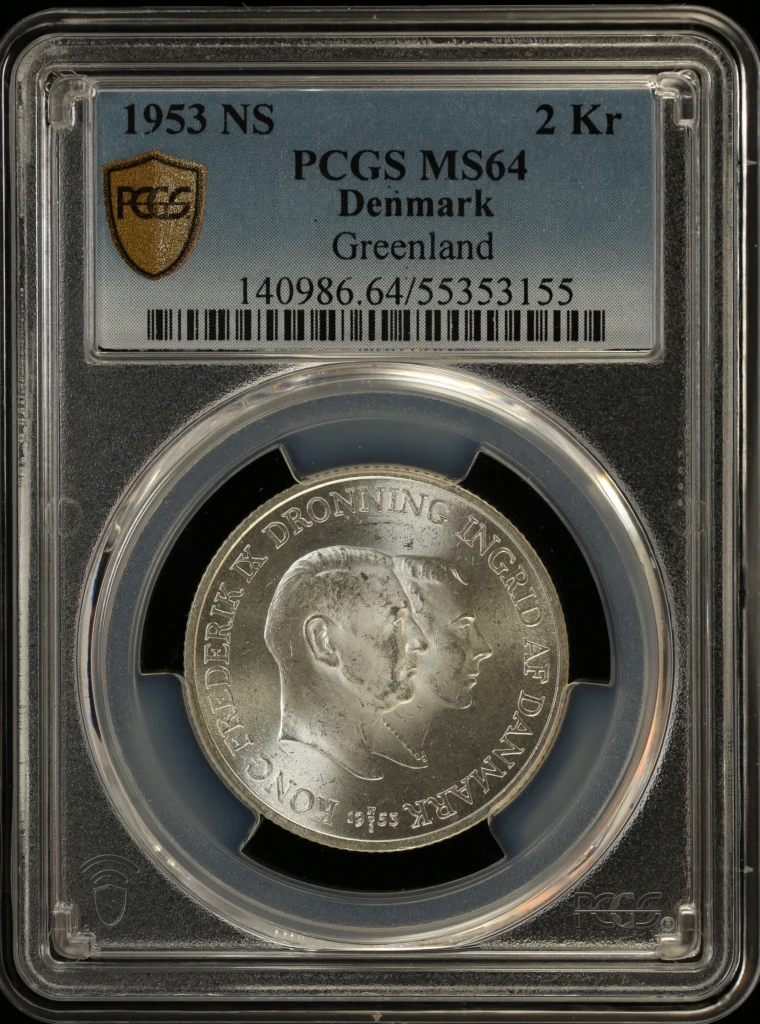 Denmark 2 Kroner 1953 NS PCGS MS64 0164246