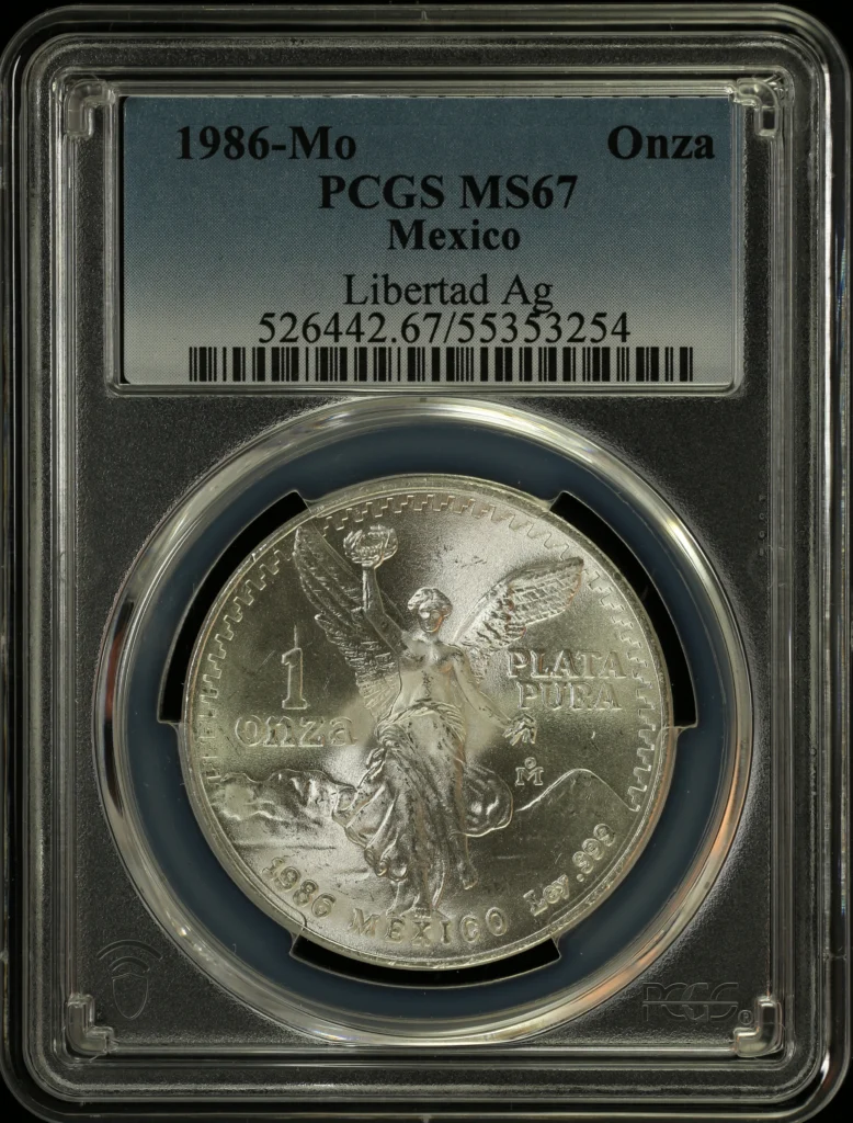 Modern Silver & Minors Onza 1986 Mo PCGS MS67 0164269