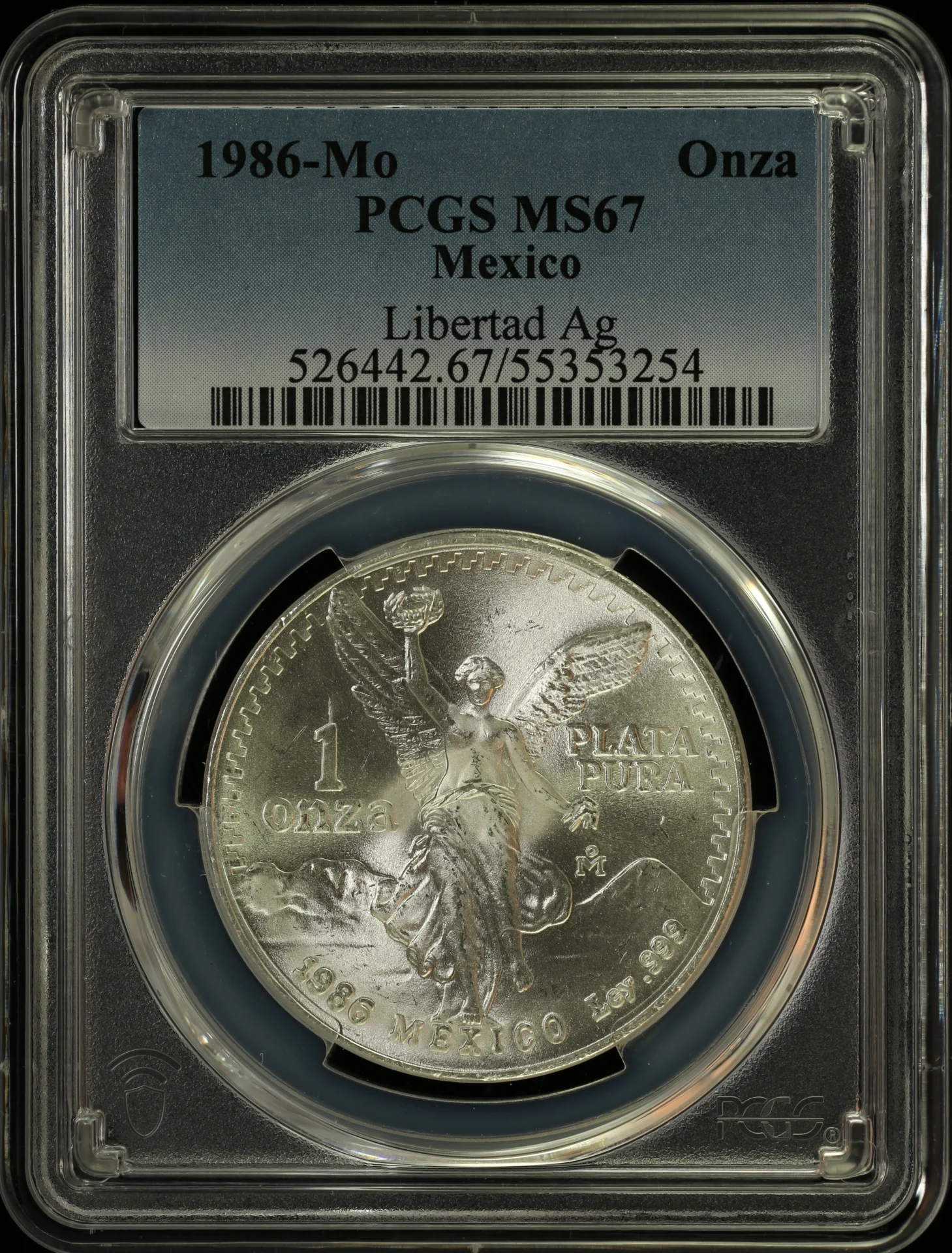Mexican Coins Modern Silver & Minors Onza Modern Silver & Minors Onza 1986 Mo PCGS MS67 0164269 Modern Silver & Minors Onza 1986 Mo PCGS MS67 0164269Modern Silver & Minors Onza 1986 Mo PCGS MS67 0164269