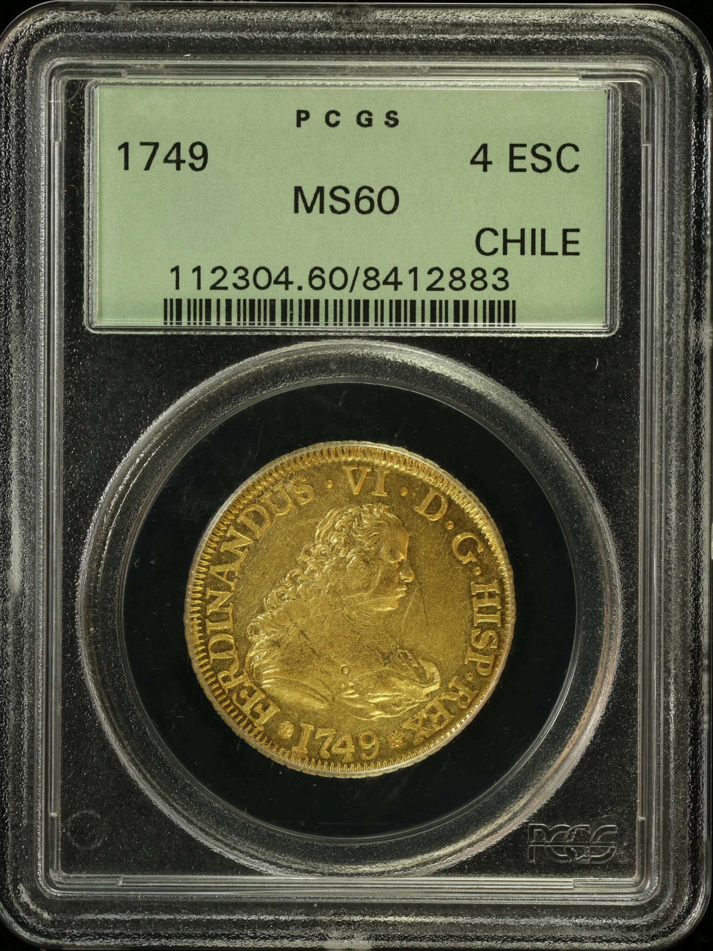 Chile Latin American Coins Chile 4 Escudos 1749 So J PCGS MS60 0164067 Chile 4 Escudos 1749 So J PCGS MS60 0164067
