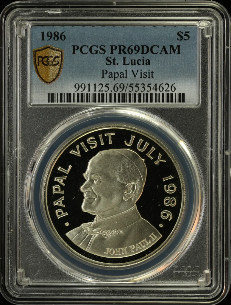 Saint Lucia 5 Dollars 1986 PCGS PR69DCAM 0164289