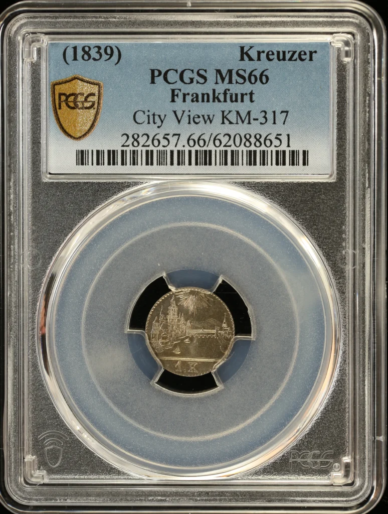 Europe Germany World Coins Germany Kreuzer (1839) Frankfurt KM-317 PCGS MS66 0164197 Germany Kreuzer (1839) Frankfurt KM-317 PCGS MS66 0164197