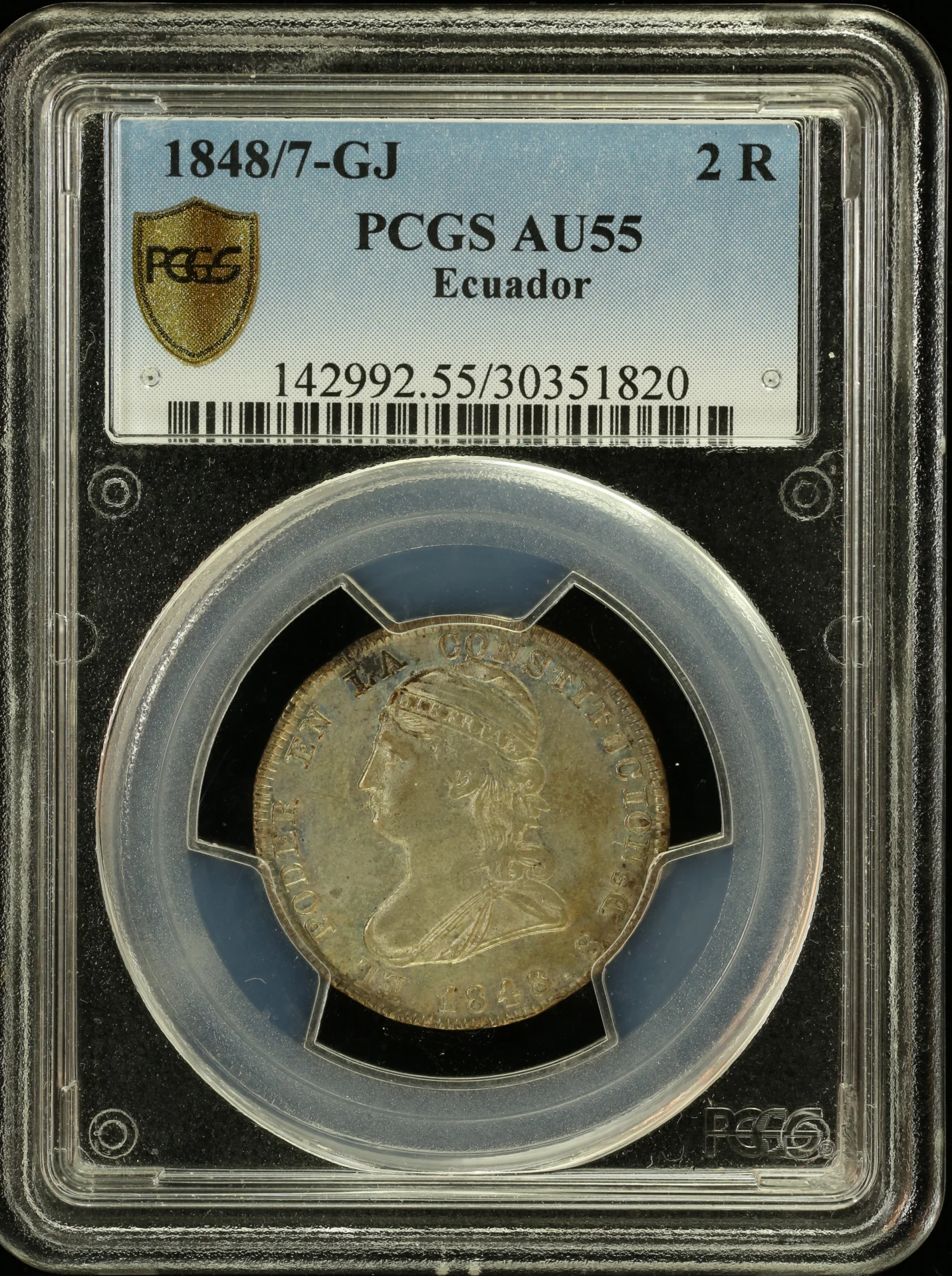 Ecuador Latin American Coins Ecuador 2 Real 1848/7 GJ PCGS AU55 0164091 Ecuador 2 Real 1848/7 GJ PCGS AU55 0164091Ecuador 2 Real 1848/7 GJ PCGS AU55 0164091