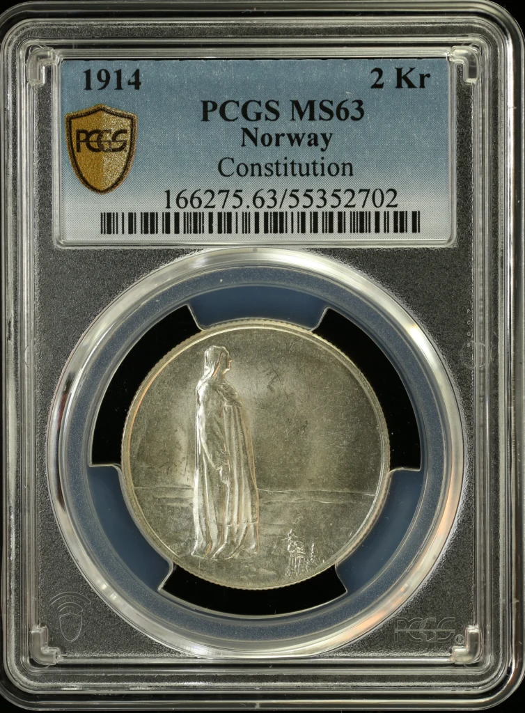 Norway 2 Kroner 1914 PCGS MS63 0164280