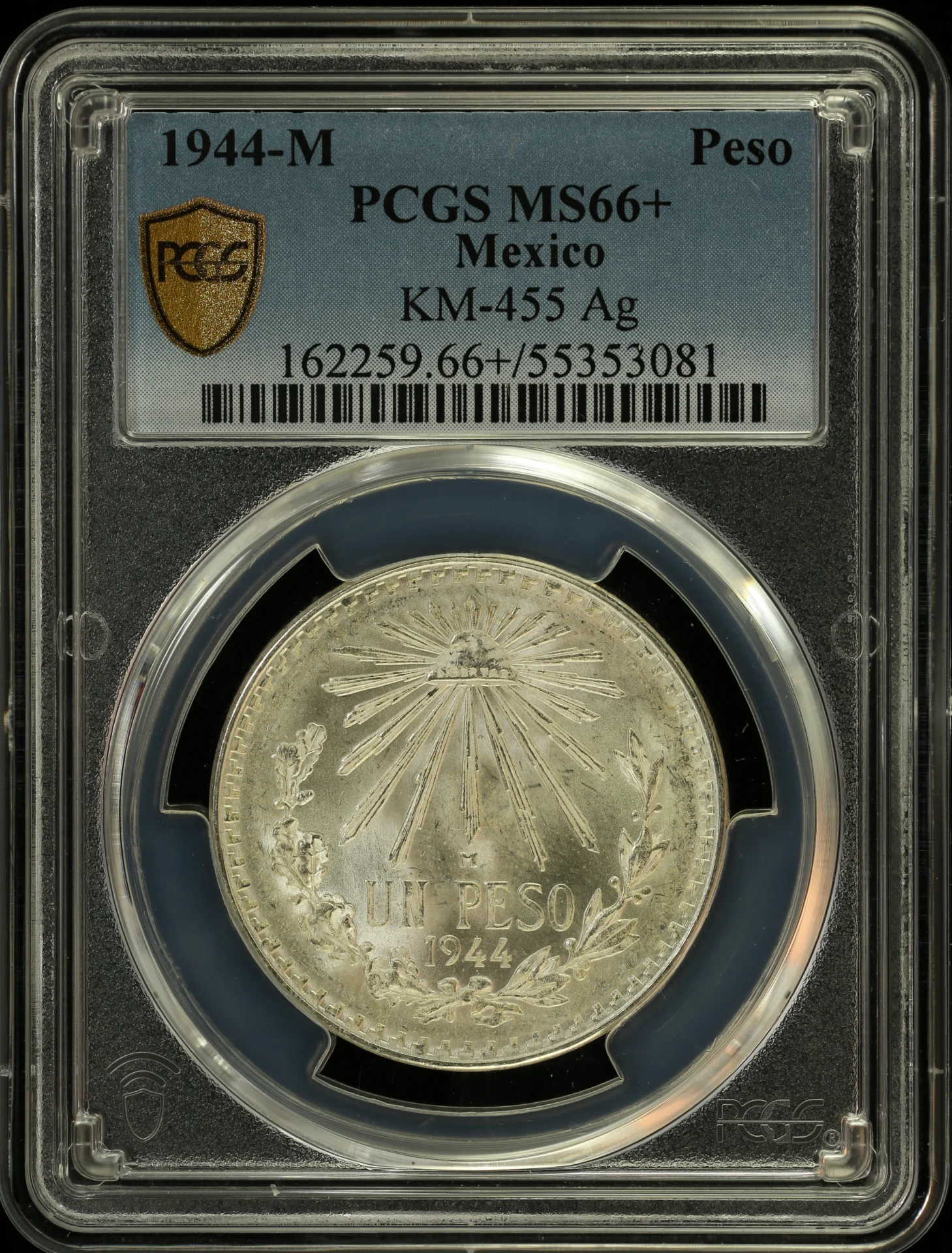 Modern Silver & Minors Peso 1944 M KM-455 PCGS MS66+ 0164022