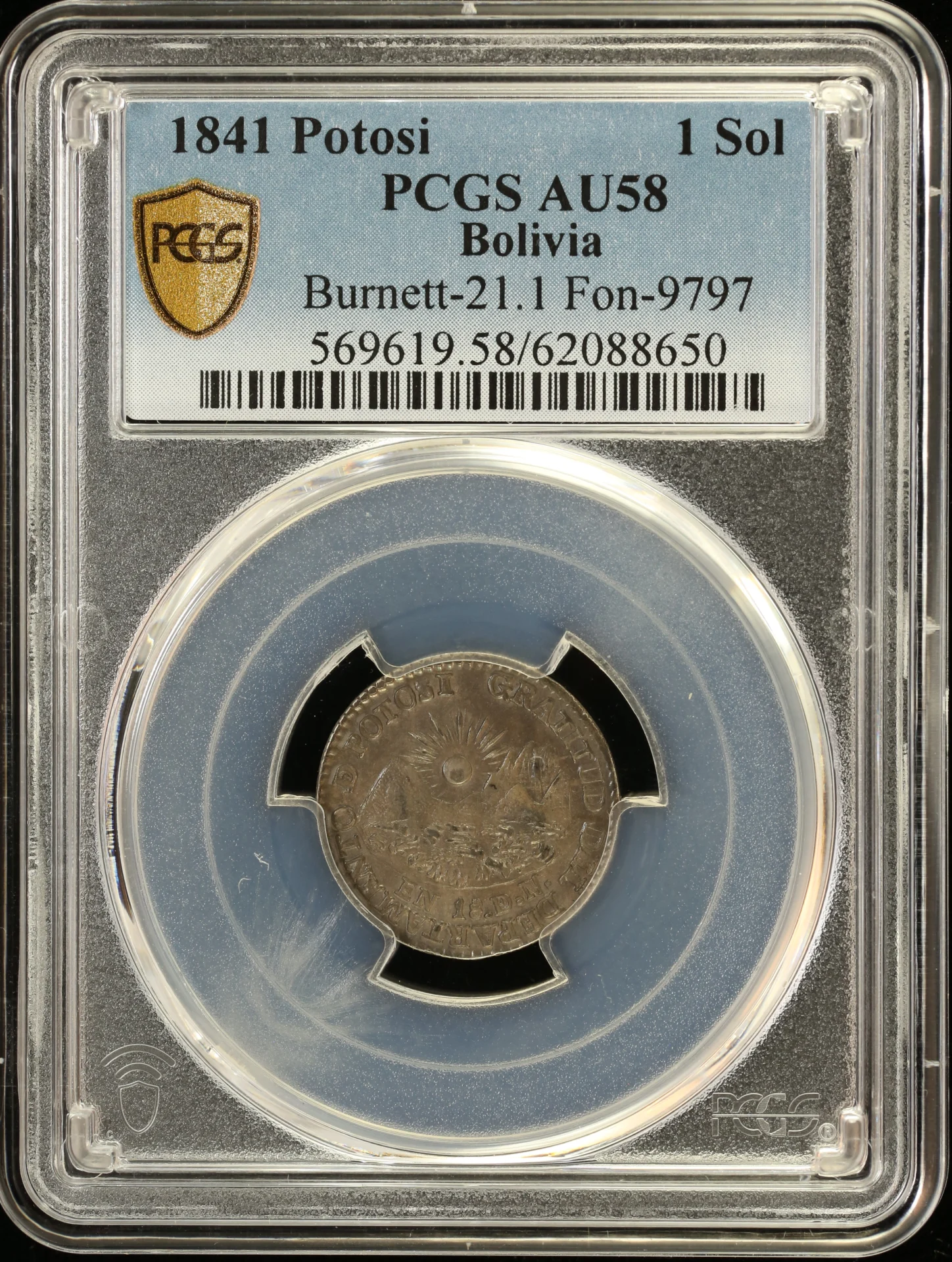 Bolivia Sol 1841 Potosi PCGS AU58 0164215