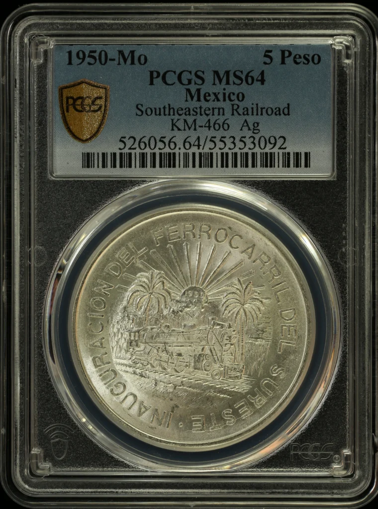 Modern Silver & Minors 5 Peso 1950 Mo KM-466 PCGS MS64 0164039
