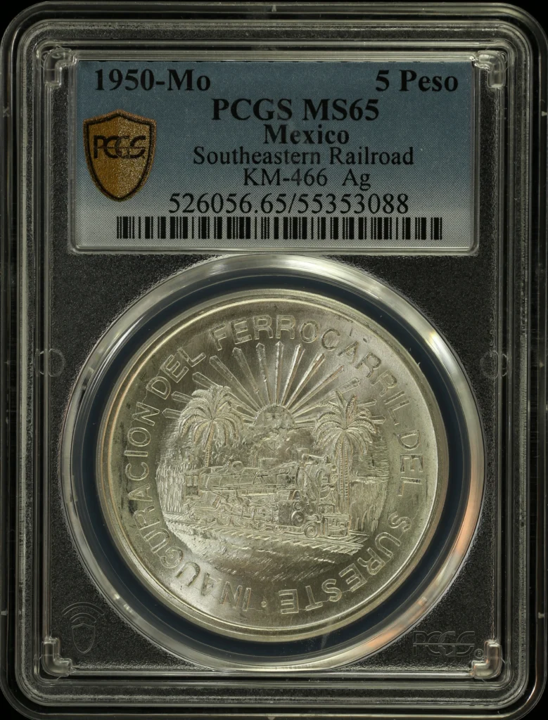 Modern Silver & Minors 5 Peso 1950 Mo KM-466 PCGS MS65 0164044