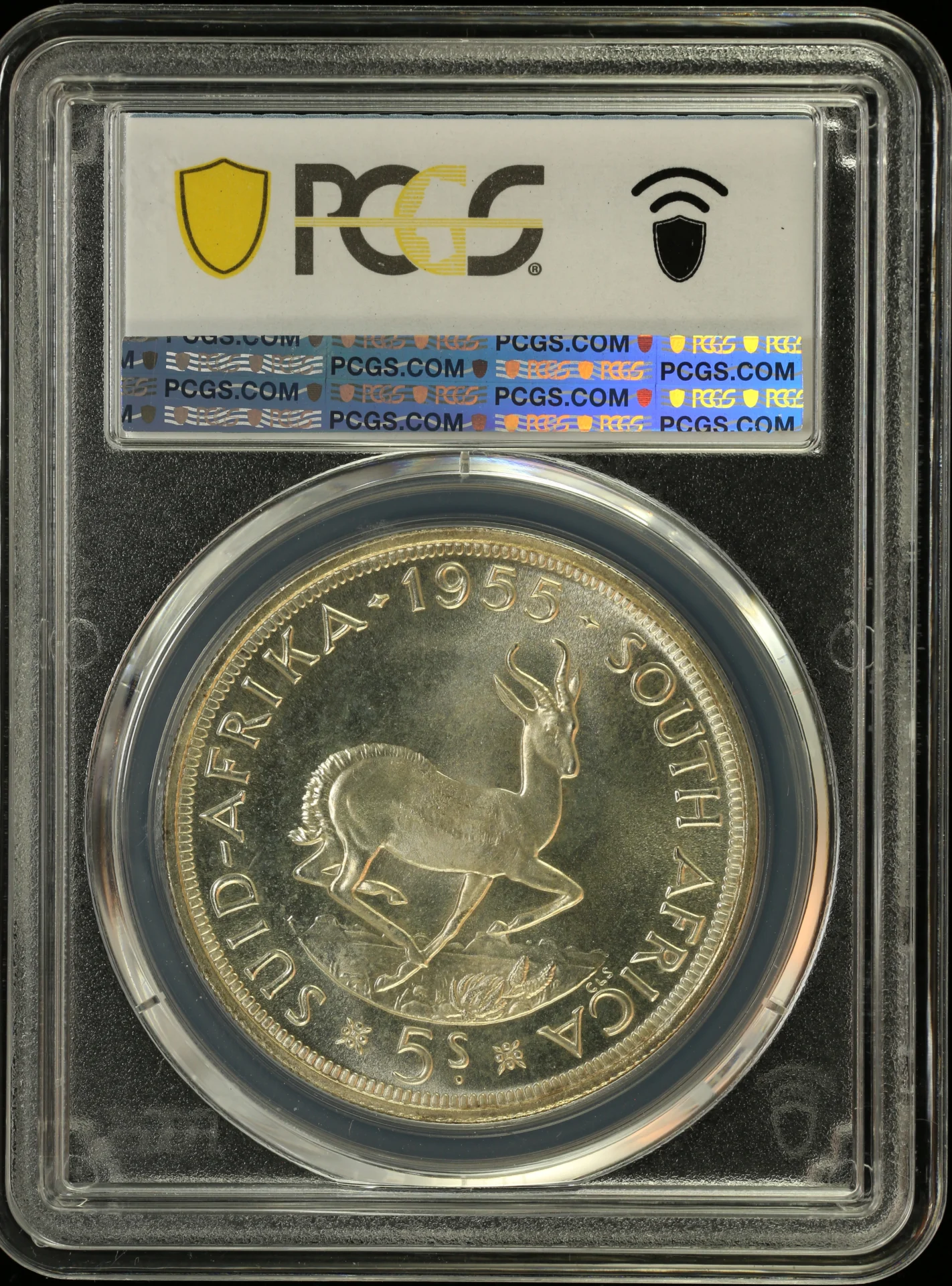 Africa South Africa World Coins South Africa 5 Shilling 1955 KM-52 PCGS PL66 0164297 South Africa 5 Shilling 1955 KM-52 PCGS PL66 0164297South Africa 5 Shilling 1955 KM-52 PCGS PL66 0164297 - Image 2