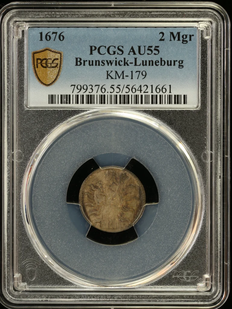 Germany 2 Mariongroschen 1676 KM-179 PCGS AU55 0164174