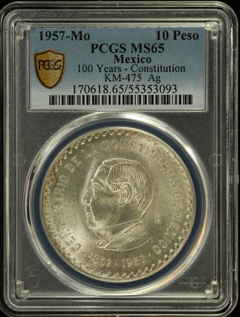 Modern Silver & Minors 10 Peso 1957 Mo KM-475 PCGS MS65 0164048