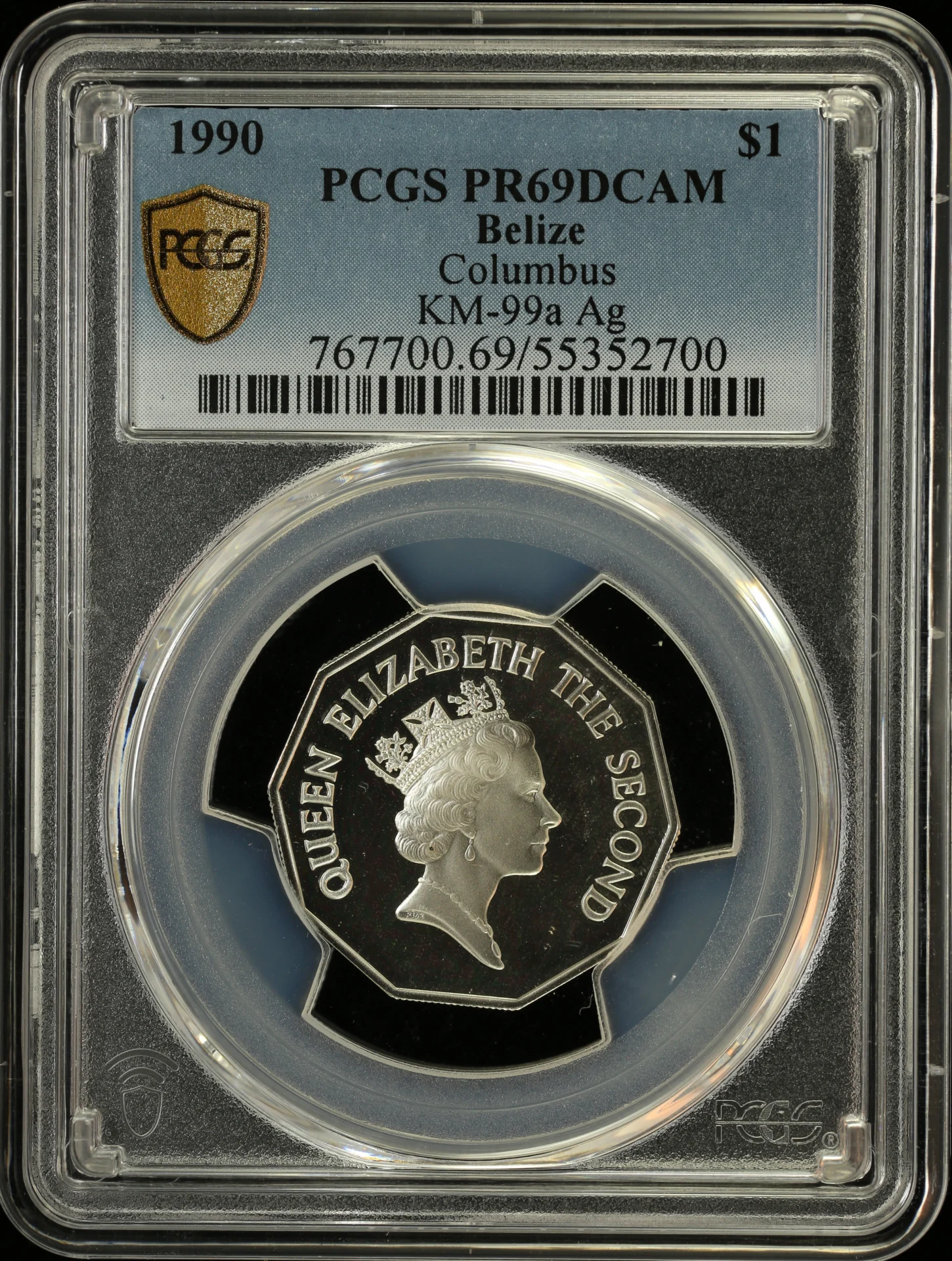 Central America World Coins Central America Belize Dollar 1990 Columbus KM-99a PCGS PR69DCAM 0164221 Central America Belize Dollar 1990 Columbus KM-99a PCGS PR69DCAM 0164221