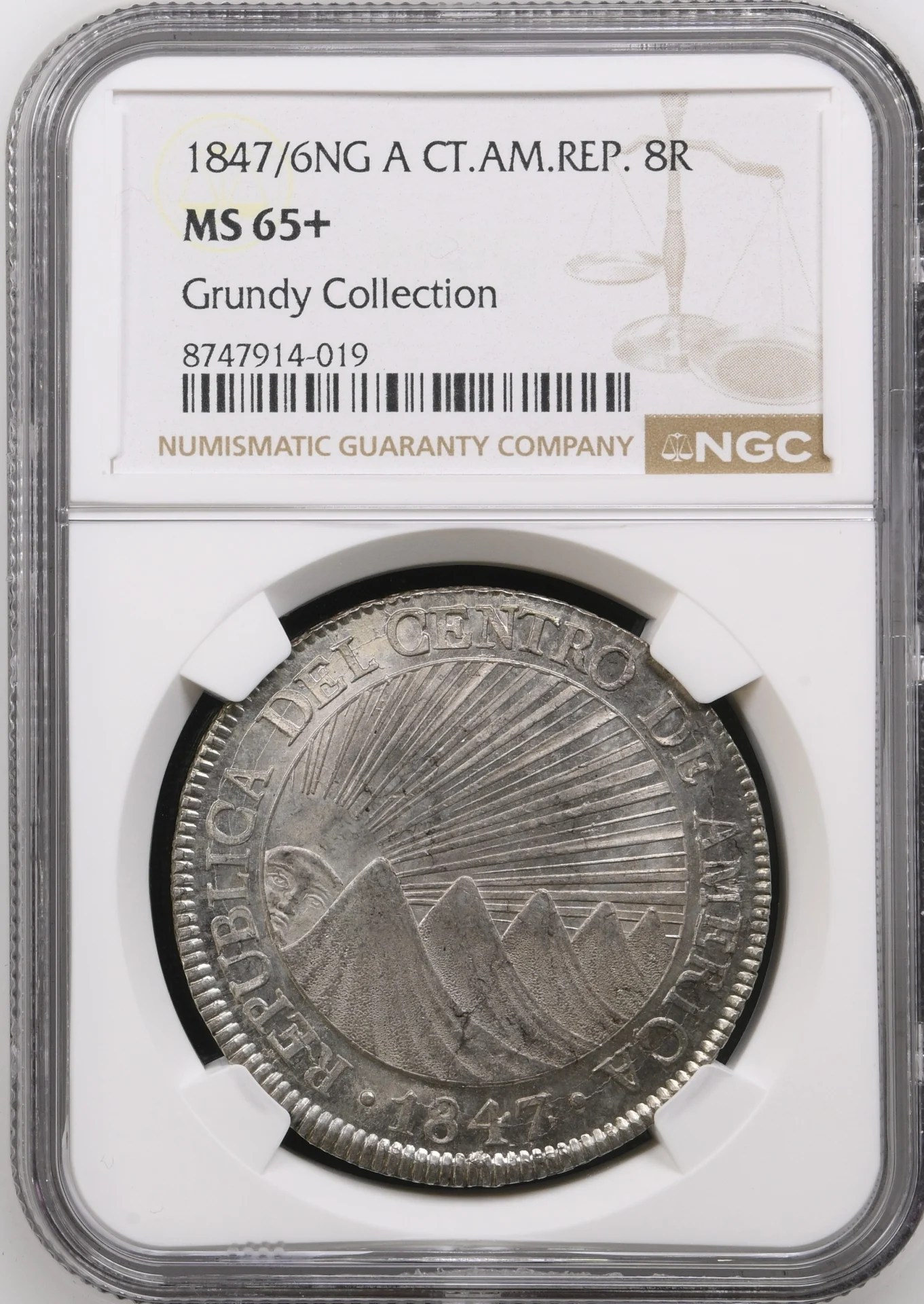 Central American Republic Latin American Coins Central American Republic 8 Reales 1847/6 Ng A NGC MS65+ 0164610 Central American Republic 8 Reales 1847/6 Ng A NGC MS65+ 0164610