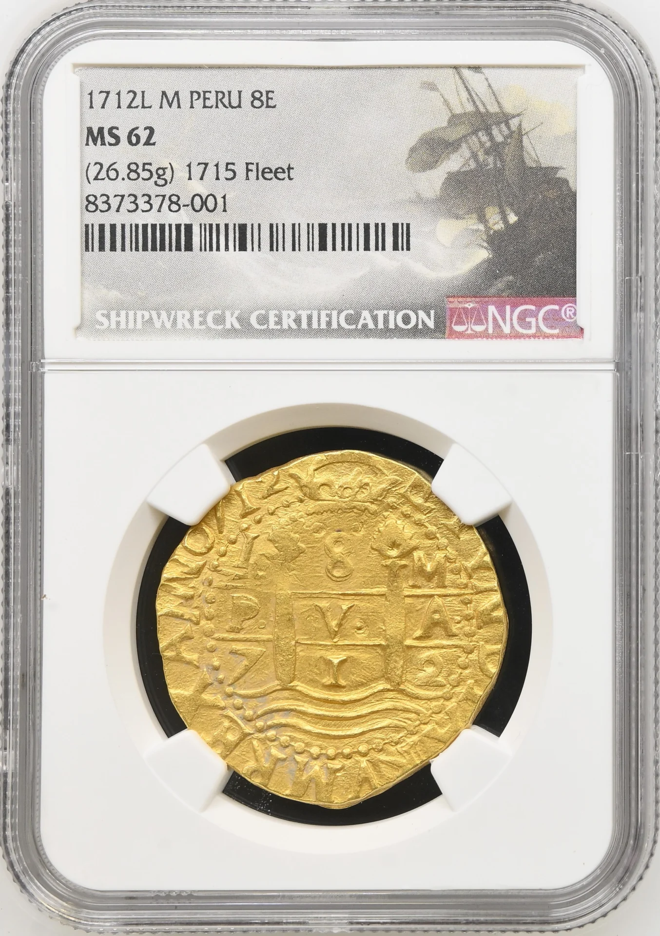 1715 Fleet (1715) Latin American Coins Peru Shipwreck Coins Peru 1715 Fleet (1715) 8 Escudos 1712 L M NGC MS62 0164611 Peru 1715 Fleet (1715) 8 Escudos 1712 L M NGC MS62 0164611