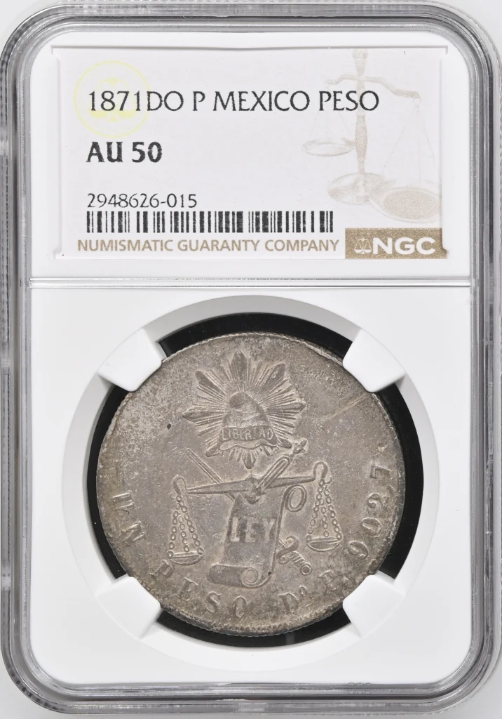 Republic Silver & Minors Peso 1871 Do P NGC AU50 0165099