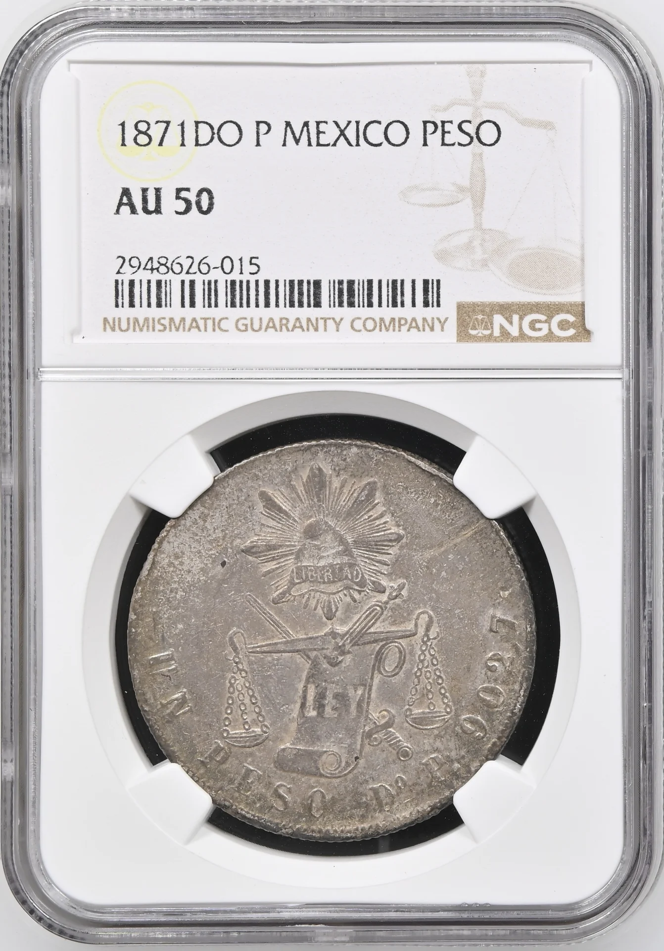Republic Silver & Minors Peso 1871 Do P NGC AU50 0165099