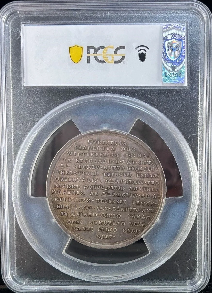 Europe Germany World Coins Germany Christine Charlotte Death Medal 1699 Wurttemberg PCGS MS61 0164586 Germany Christine Charlotte Death Medal 1699 Wurttemberg PCGS MS61 0164586Germany Christine Charlotte Death Medal 1699 Wurttemberg PCGS MS61 0164586 - Image 2