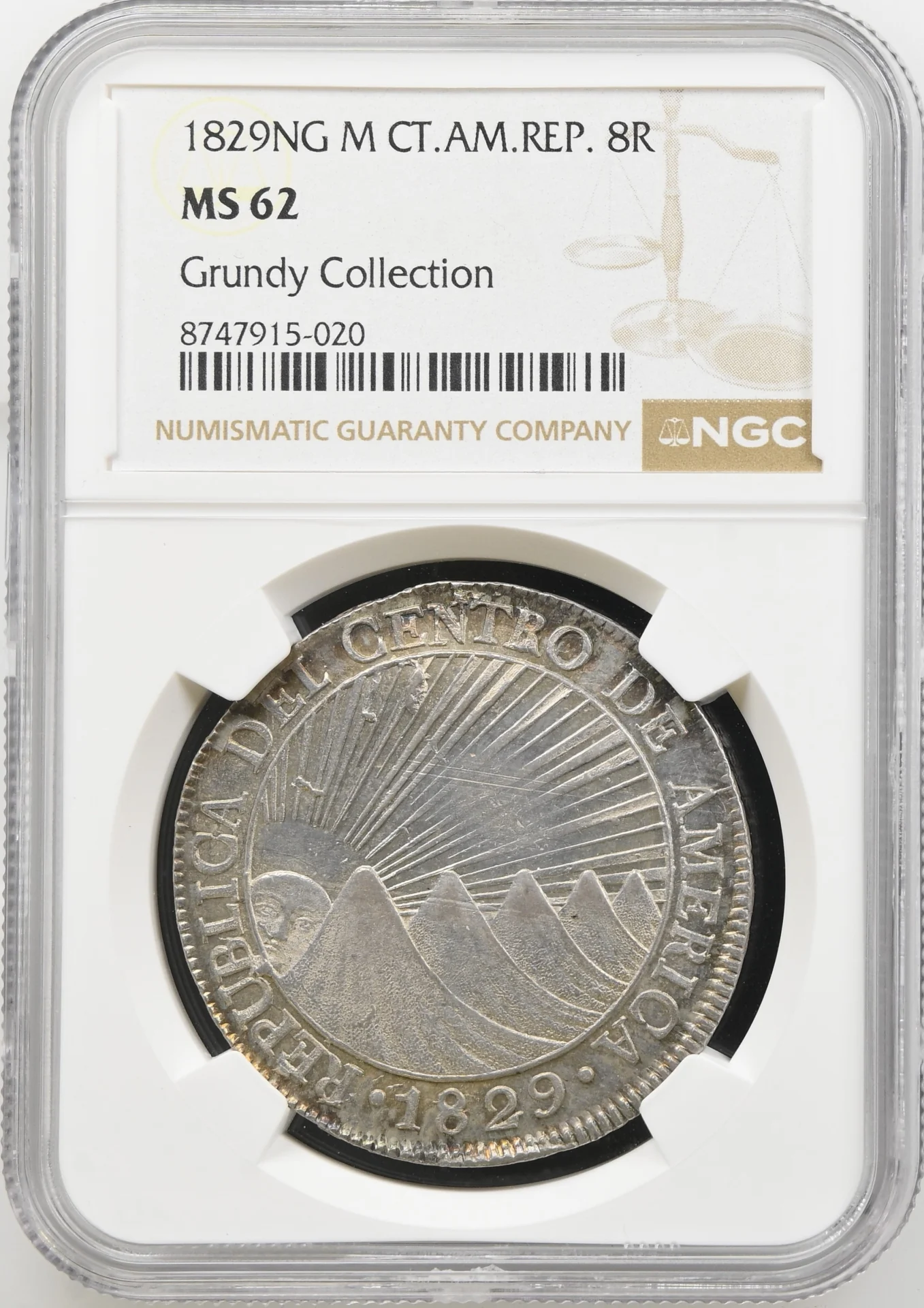 Central American Republic Latin American Coins Central American Republic 8 Reales 1829 Ng M NGC MS62 0164737 Central American Republic 8 Reales 1829 Ng M NGC MS62 0164737