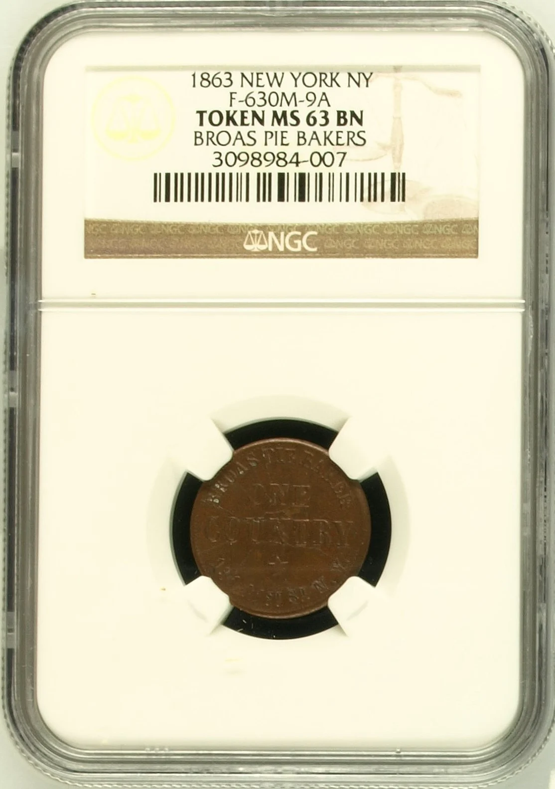 North America United States World Coins United States Civil War Token 1863 F-630M-9A NGC MS63BN 0164867 United States Civil War Token 1863 F-630M-9A NGC MS63BN 0164867
