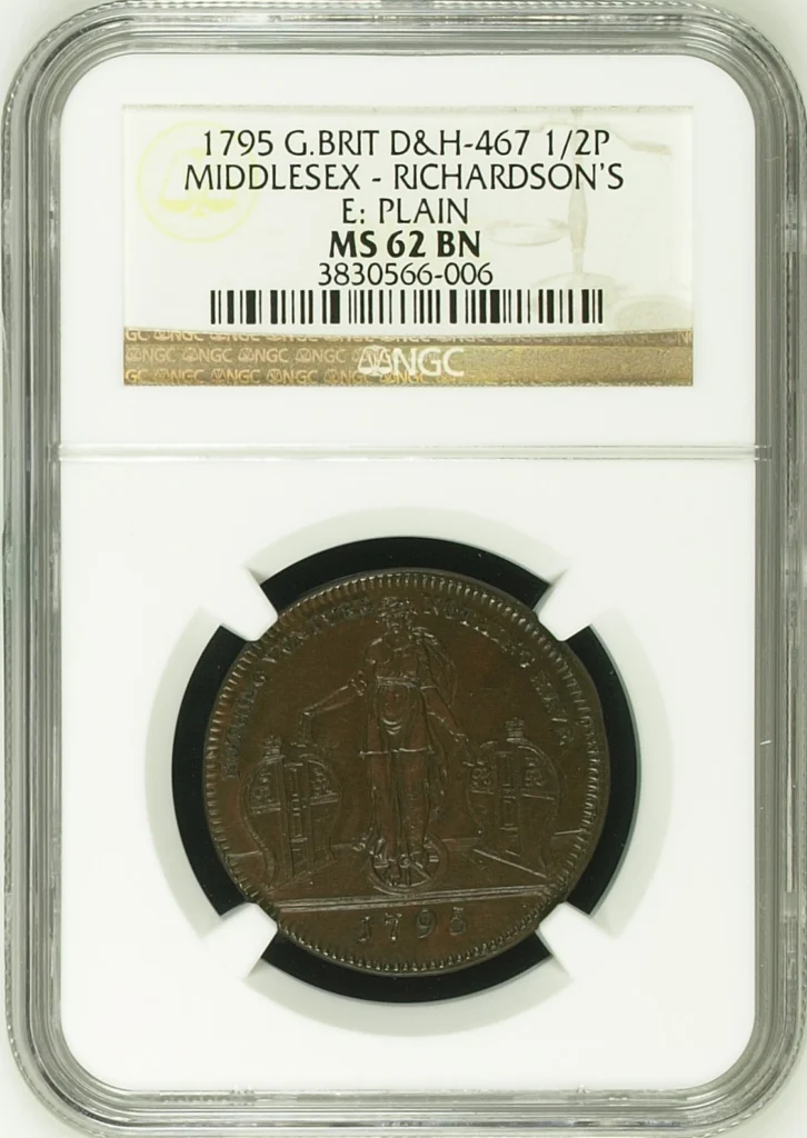 UK (Great Britain) 1/2 P Token 1795 Middlesex NGC MS62BN 0164870