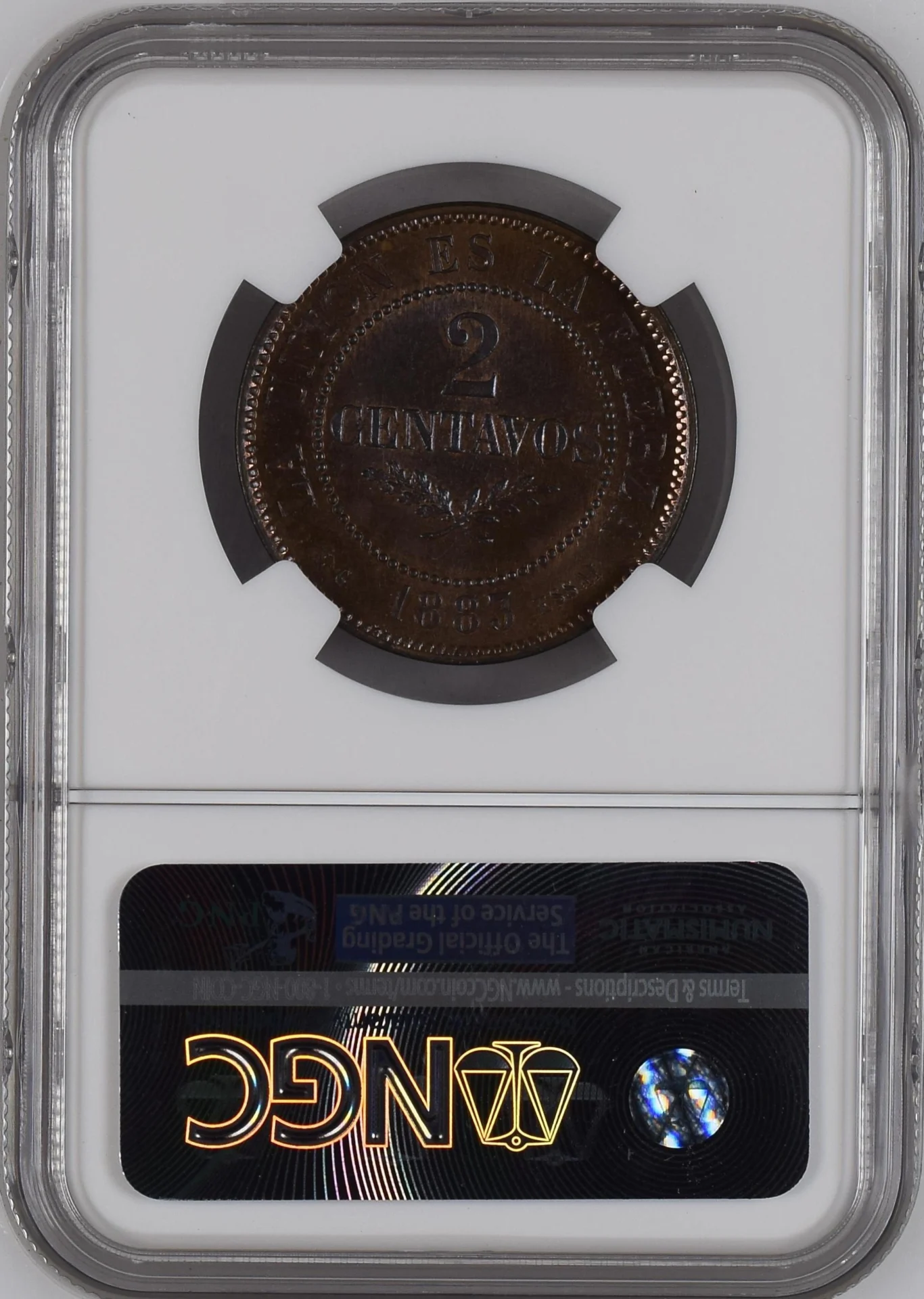 Bolivia Latin American Coins Bolivia 2 Centavo 1883 EG Essai NGC MS64RB 0164875 Bolivia 2 Centavo 1883 EG Essai NGC MS64RB 0164875Bolivia 2 Centavo 1883 EG Essai NGC MS64RB 0164875 - Image 2